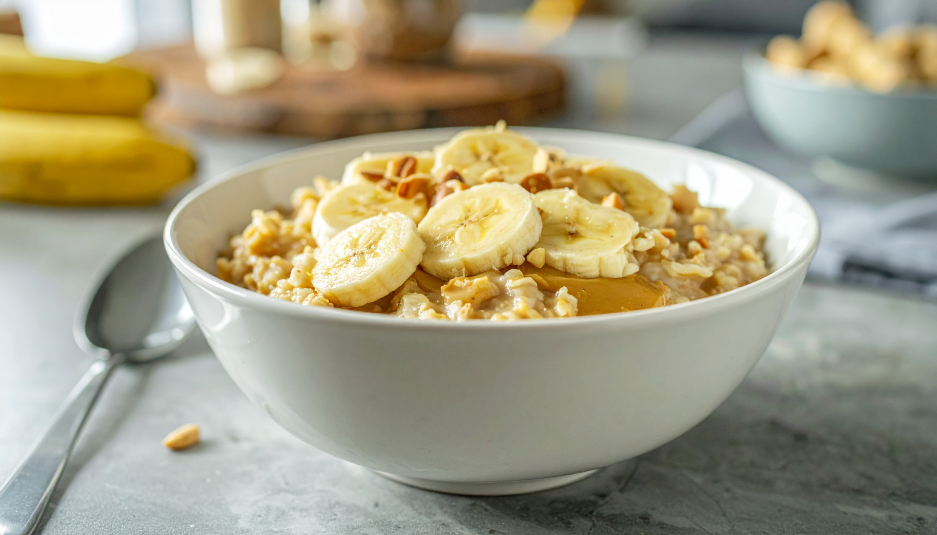 Warm Peanut Butter Banana Oatmeal