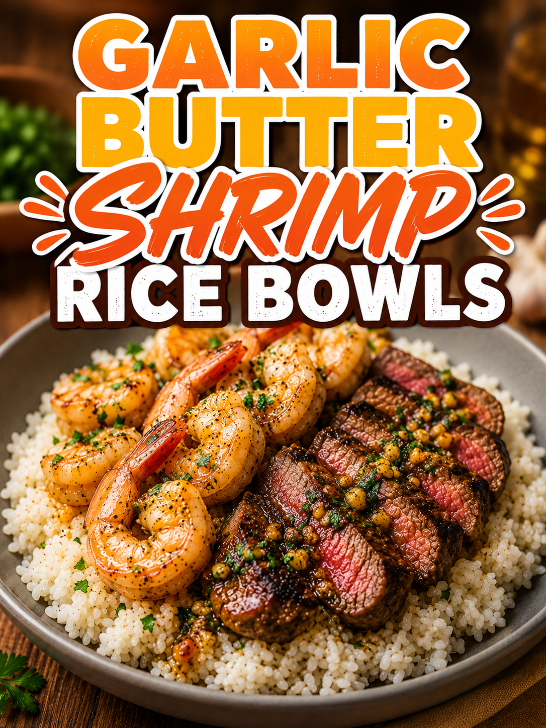 Garlic Butter Shrimp Rice Bowls