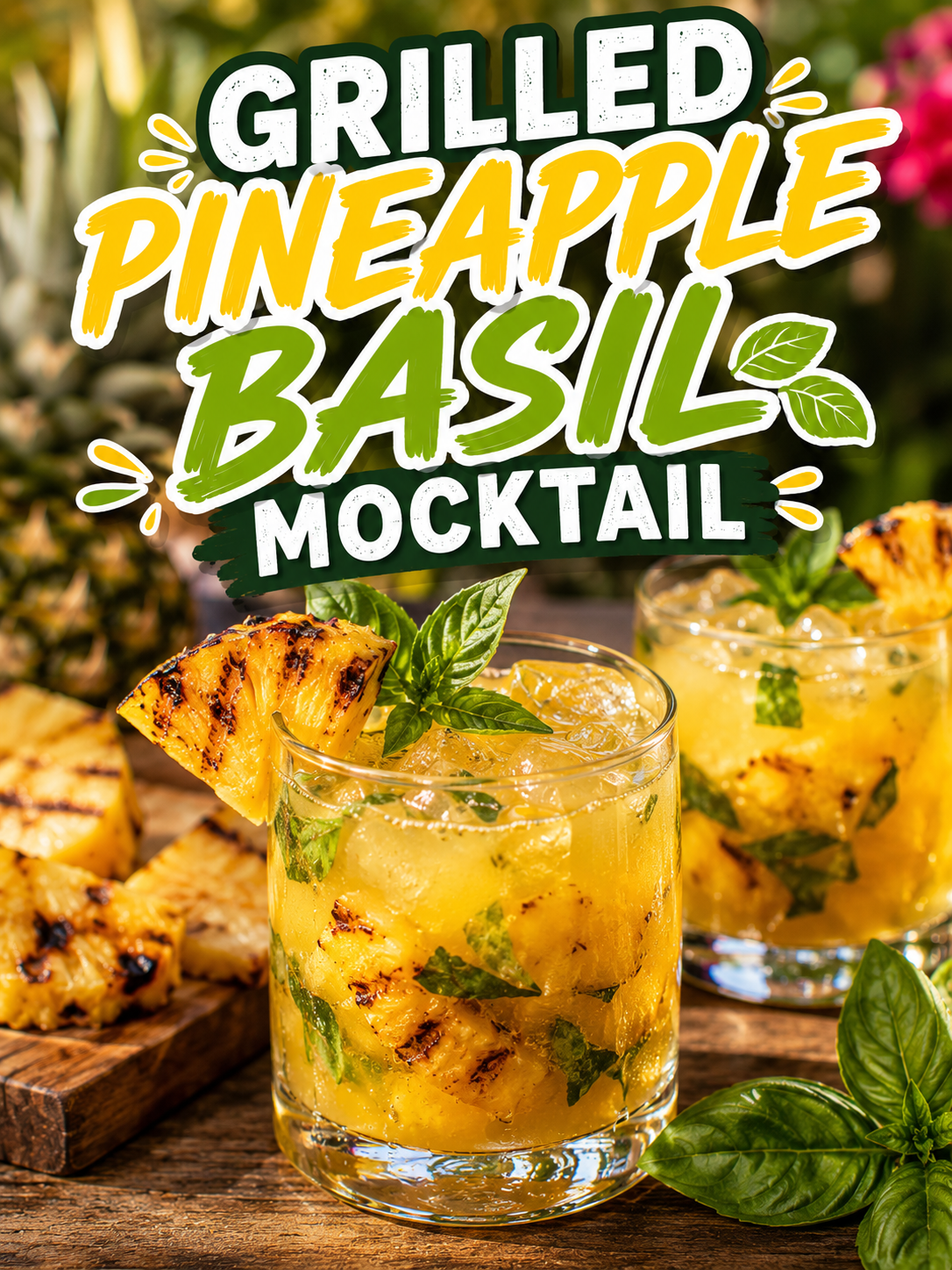 Grilled Pineapple Basil Mocktail