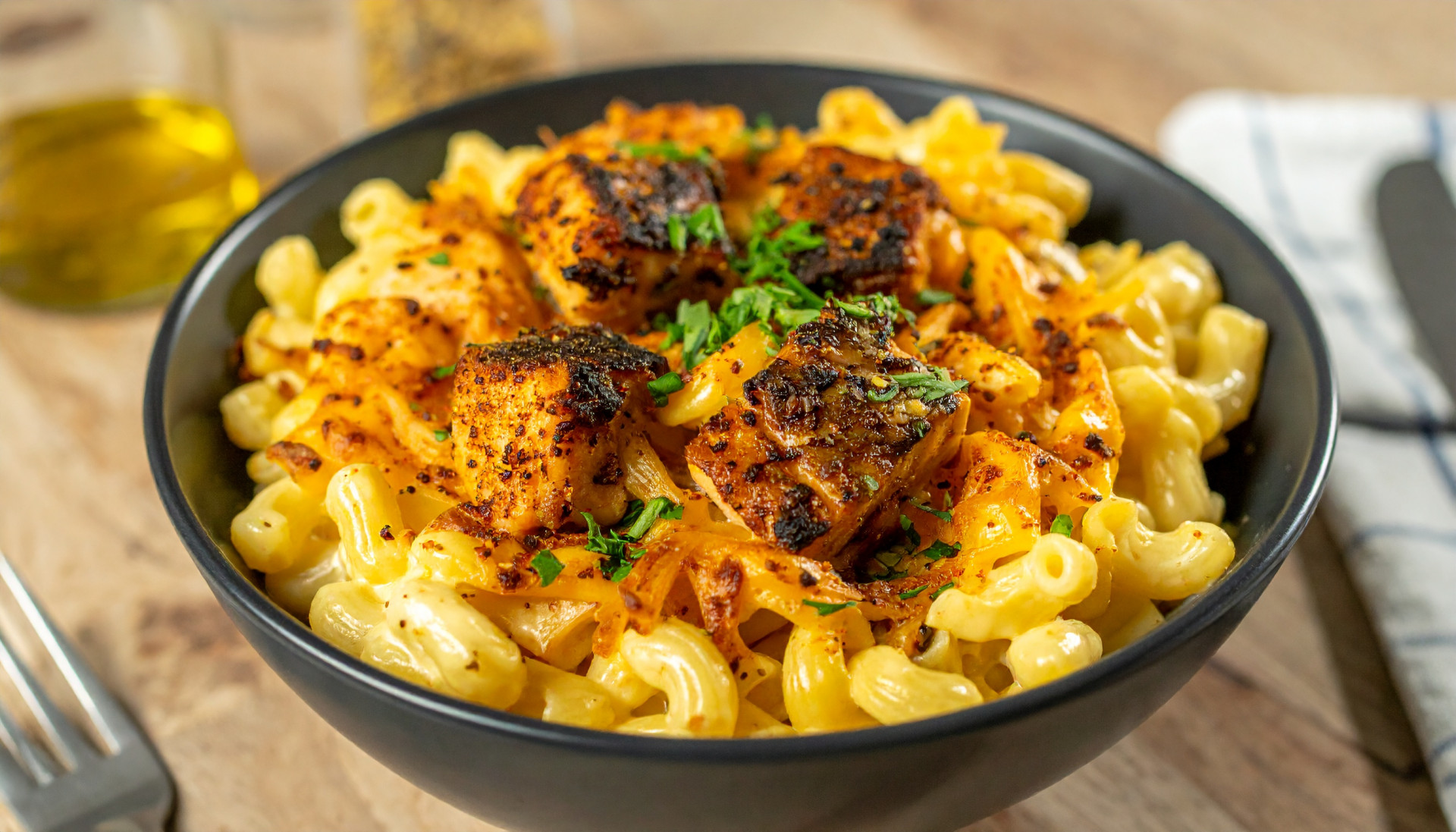 Blackened Salmon Mac and Cheese