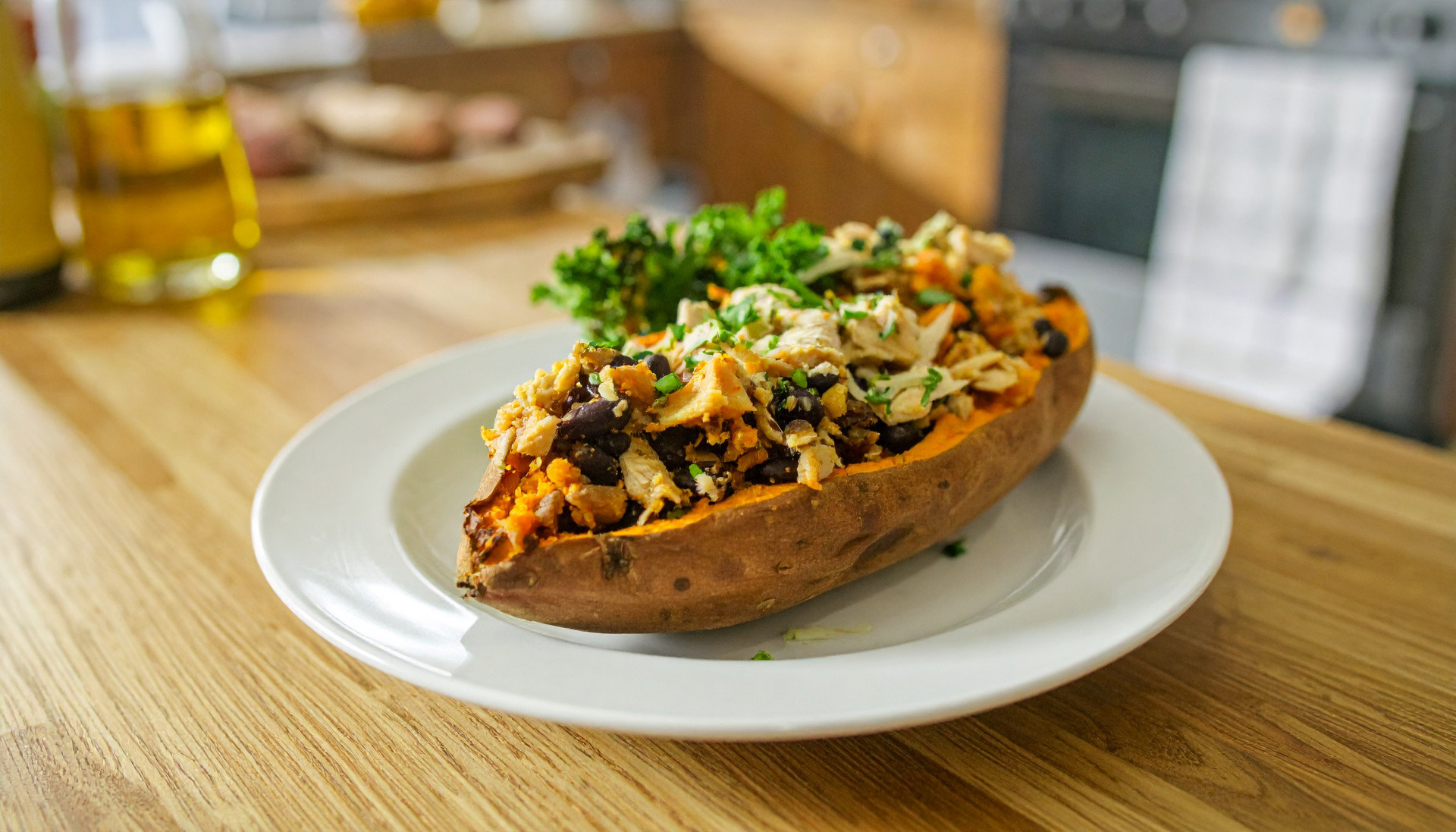 Turkey and Black Bean Stuffed Sweet Potato