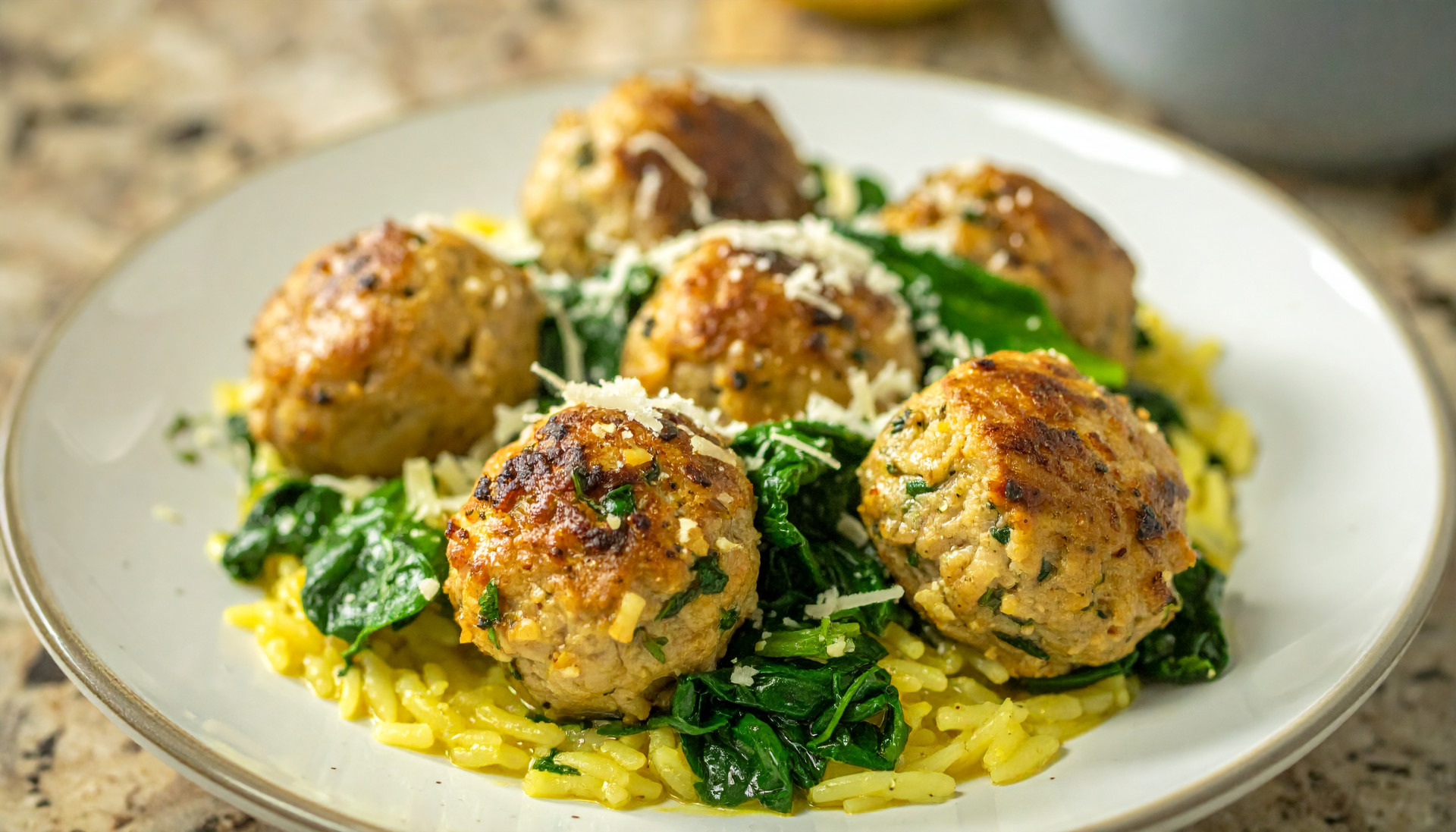Greek Turkey Meatballs with Lemon Orzo