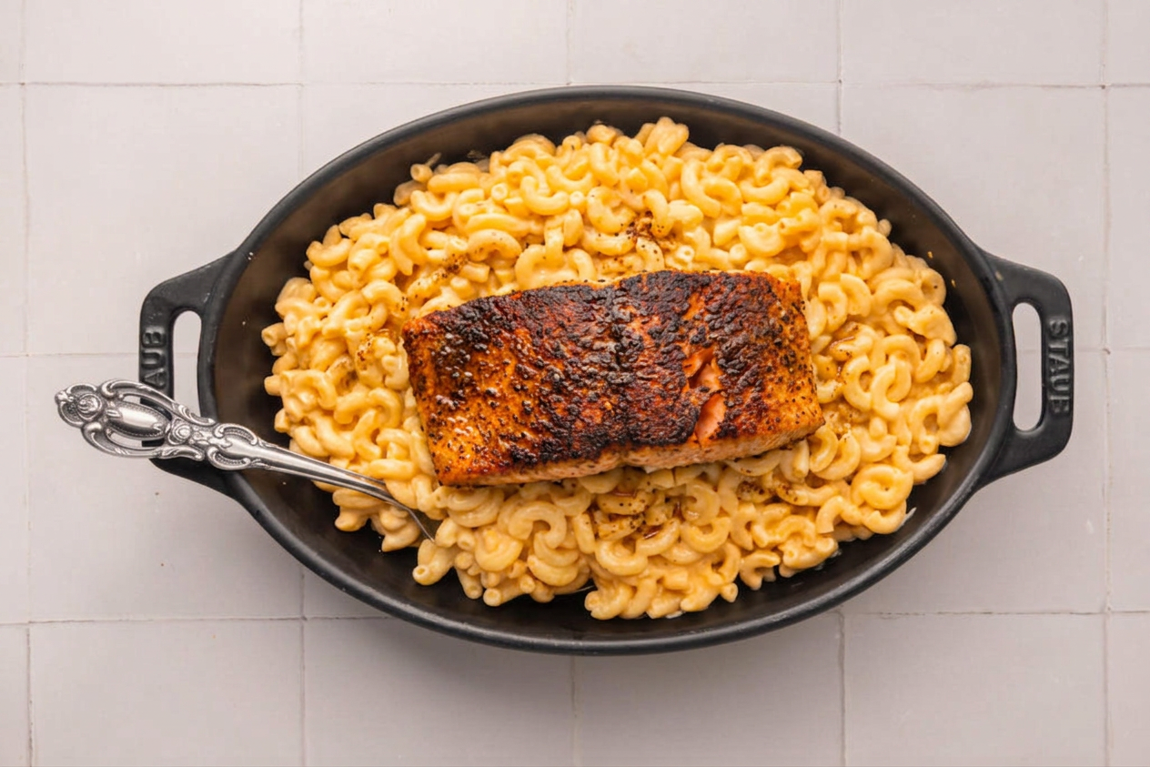 Blackened Salmon Mac & Cheese (EBT-Friendly)