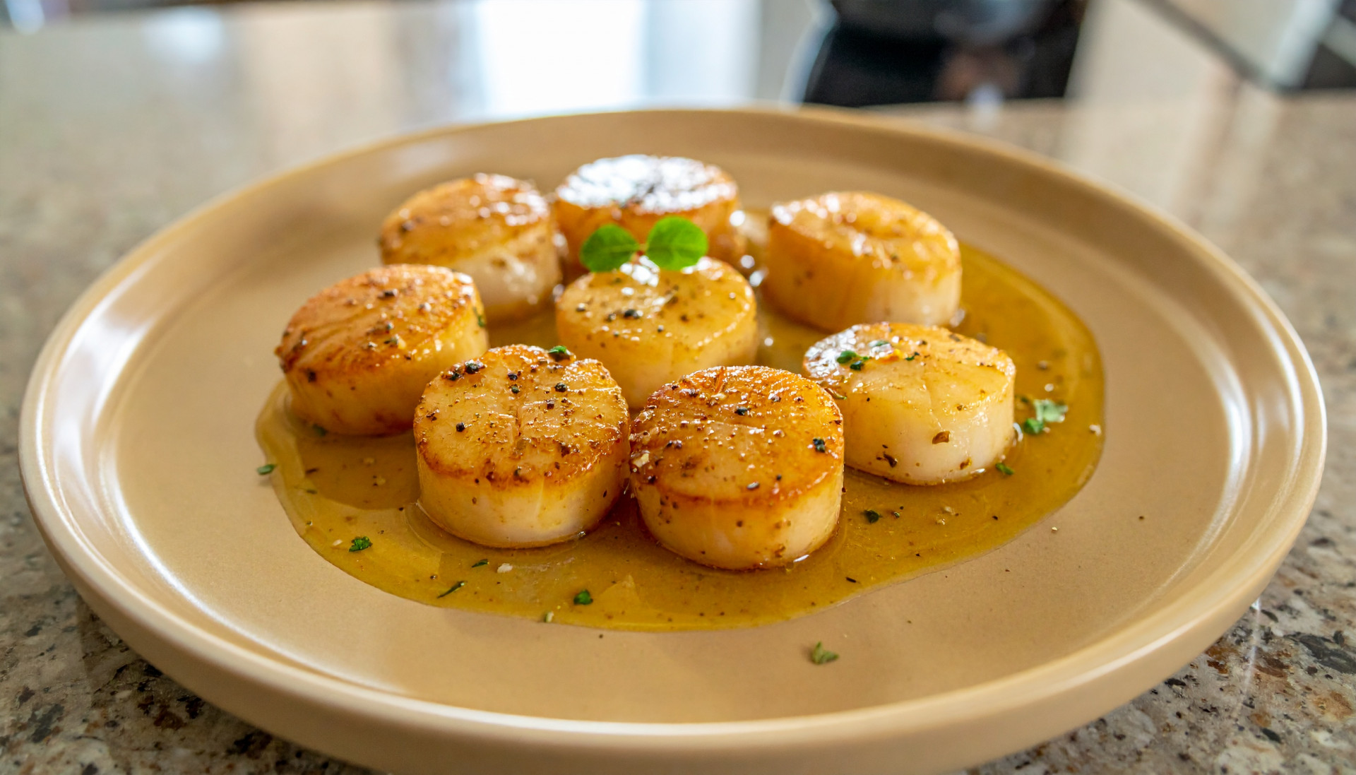 Seared Scallops in Buttery Herb Sauce