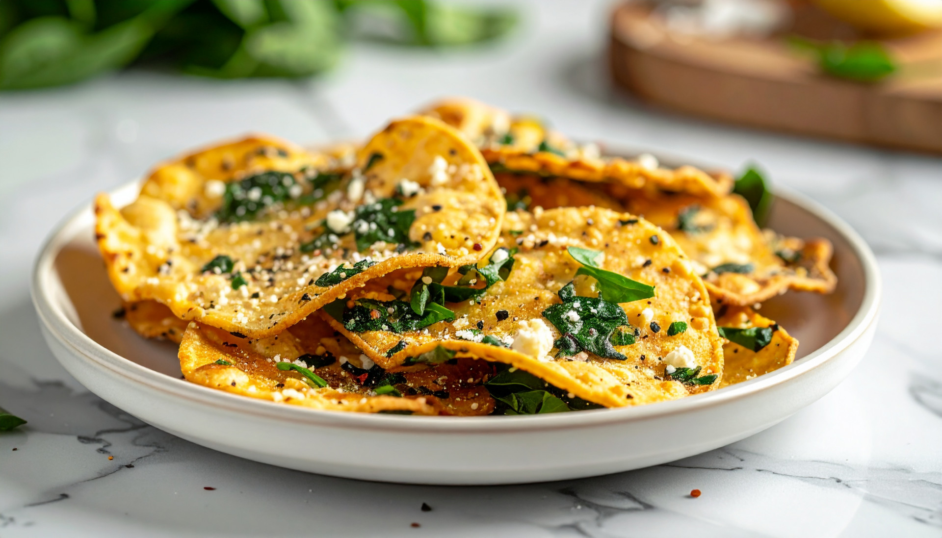 Mediterranean Spinach and Feta Cheese Crisps