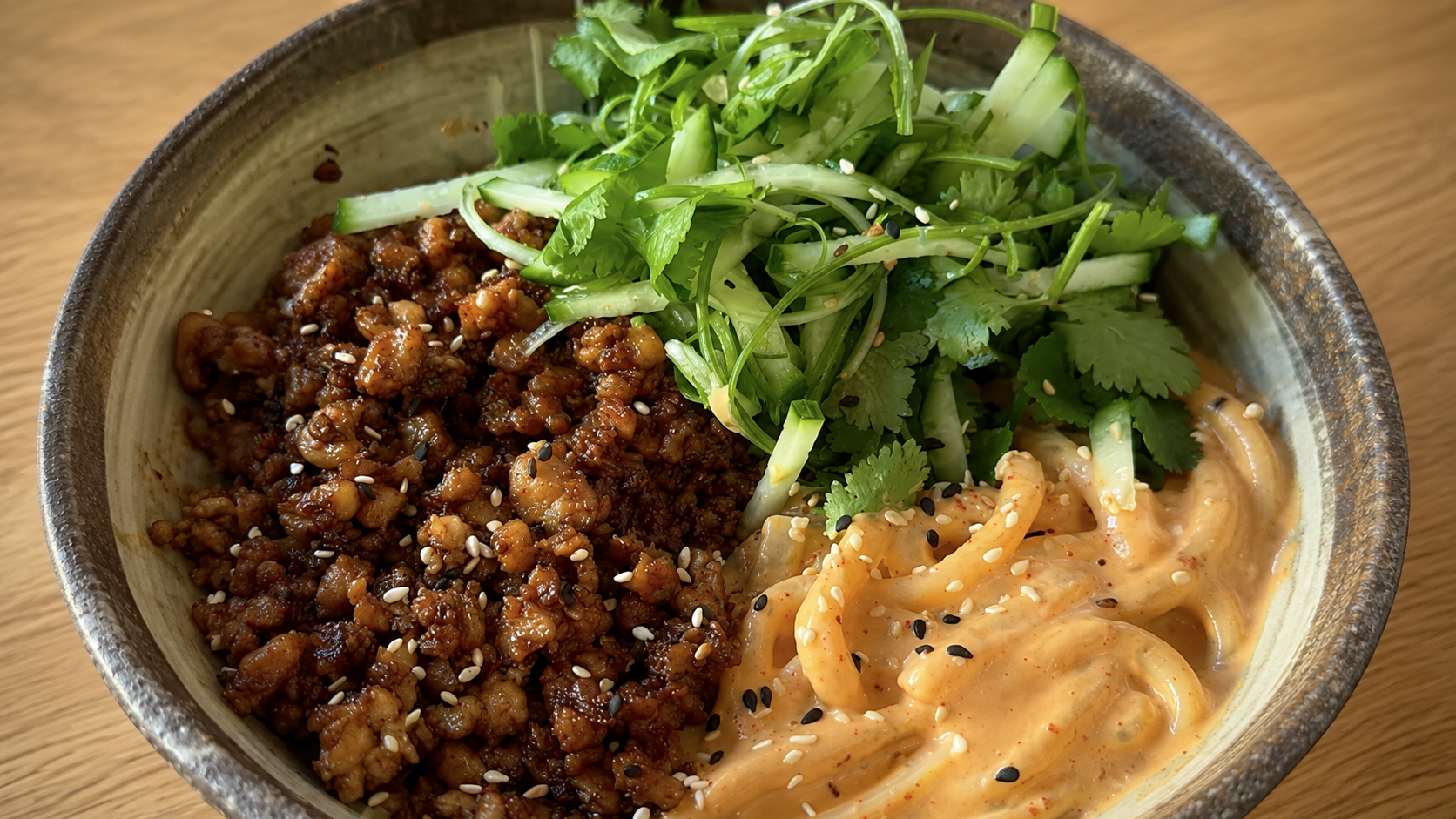 Spicy Tofu and Chicken Udon Noodles