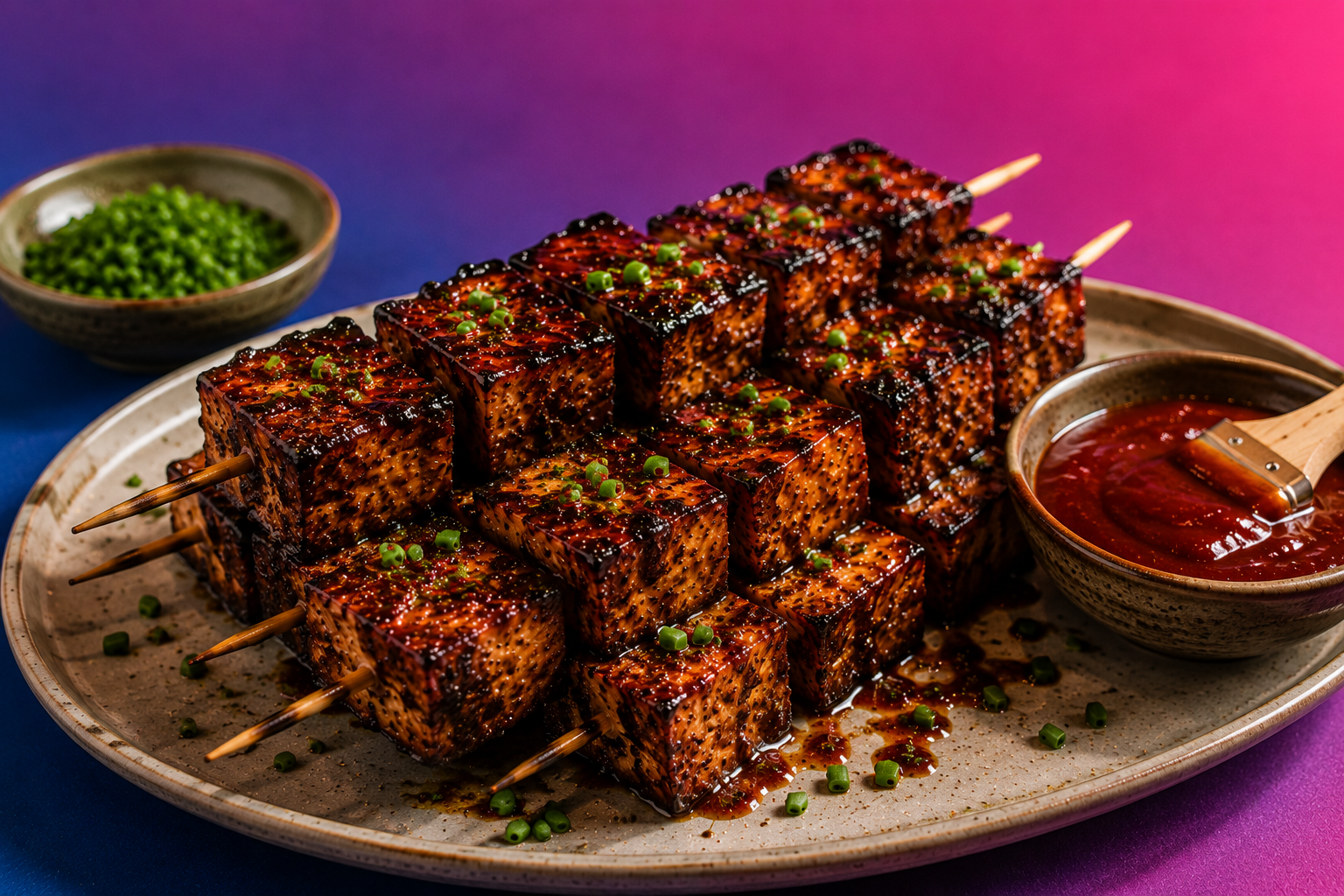 Smoked BBQ Tofu Skewers