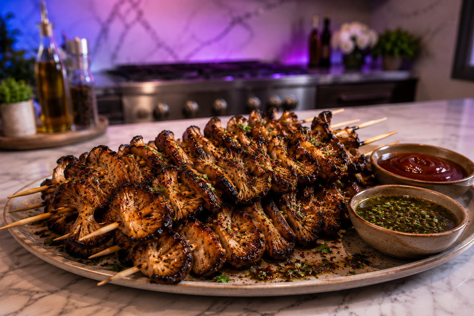 Grilled Oyster Mushroom Skewers