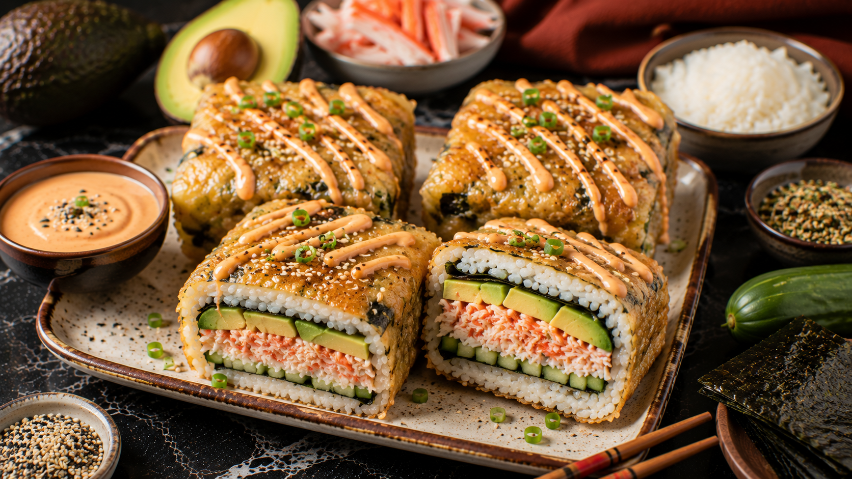 California Roll Rice Paper Sushi Sandwiches