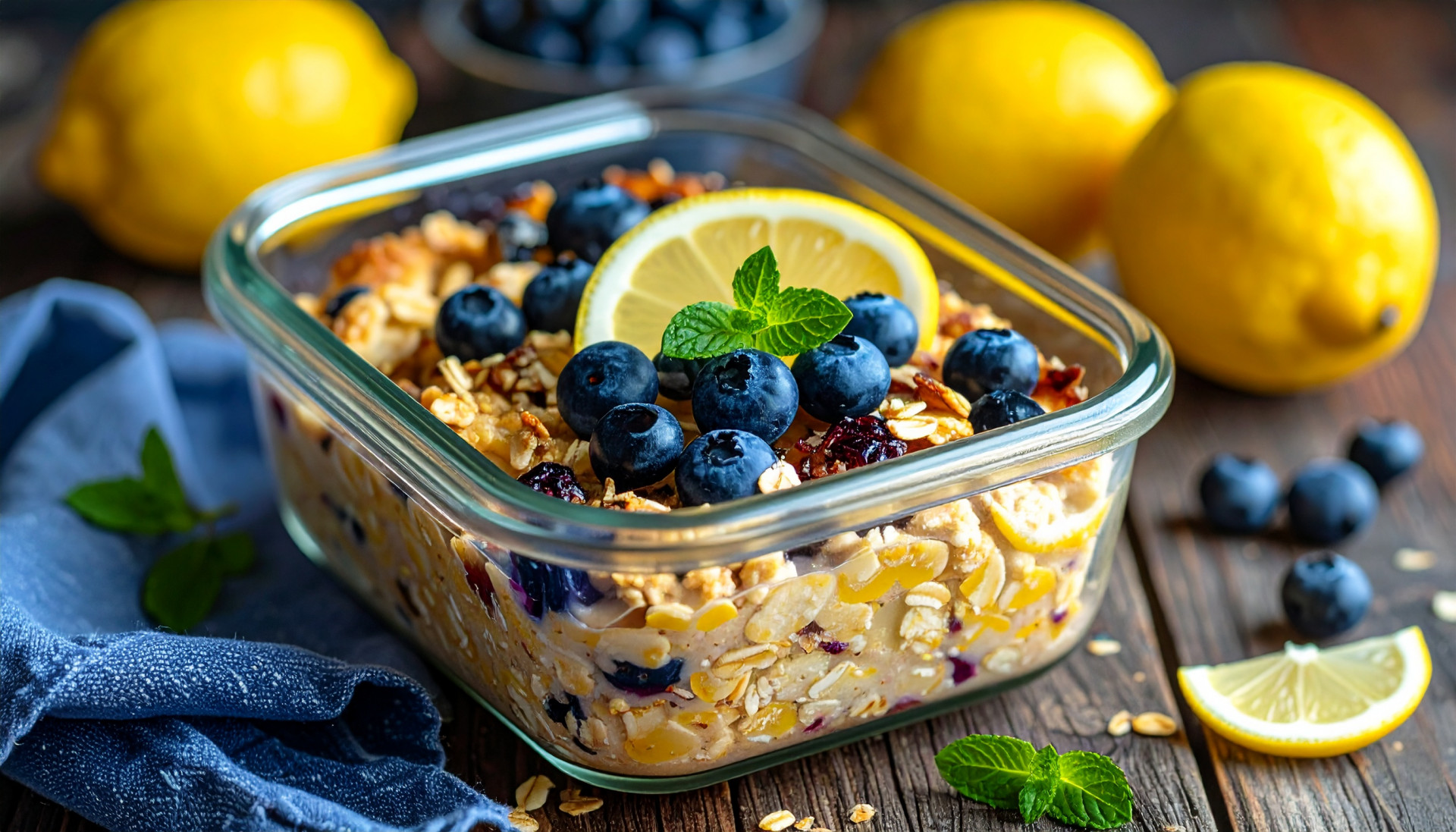 Blueberry Lemon Protein Baked Oatmeal