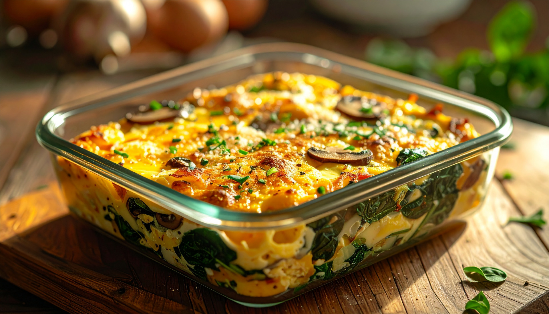 Spinach, Mushroom & Gruy&egrave;re Egg Bake