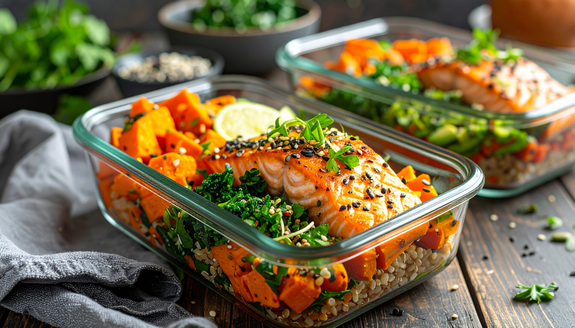 Roasted Salmon Sweet Potato Power Bowls