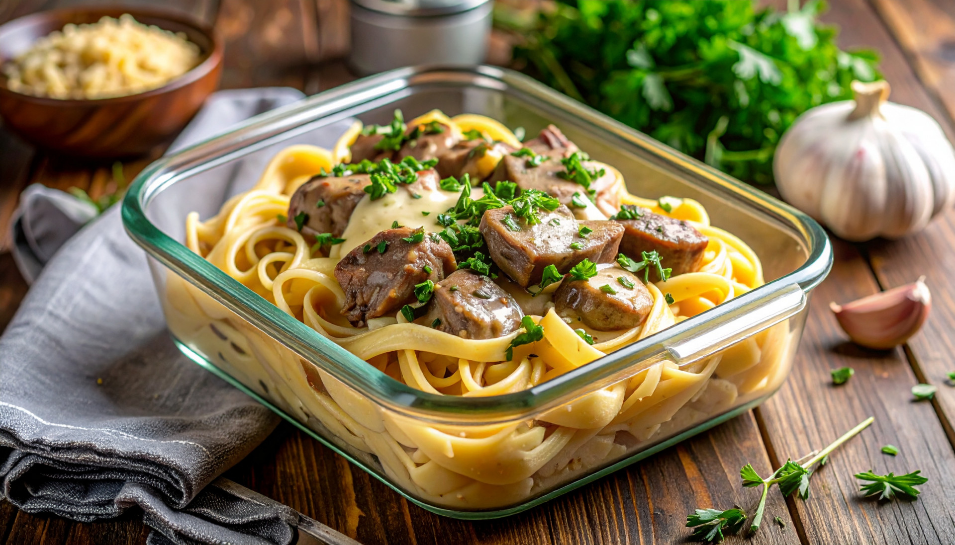 Garlic Herb Beef Stroganoff with Whole Wheat Egg Noodles