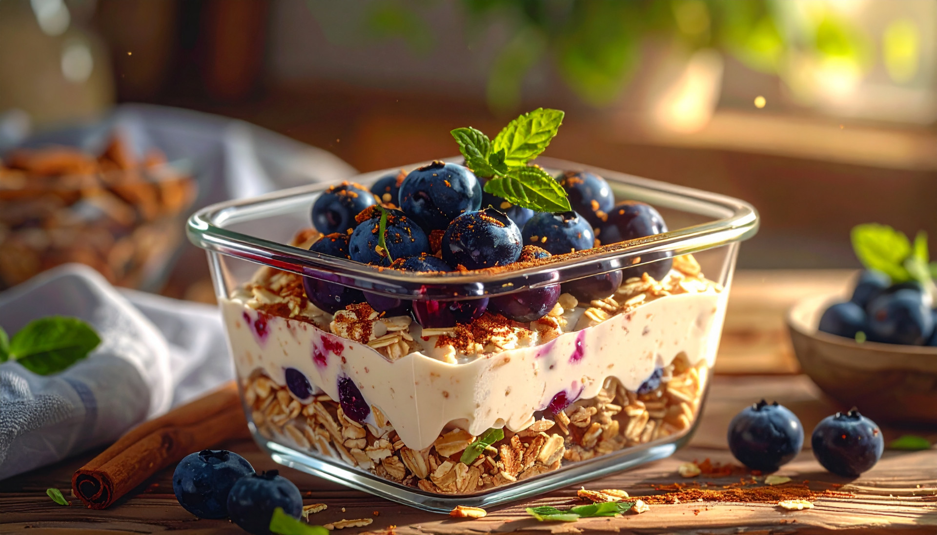 Blueberry Cinnamon Protein Overnight Oats