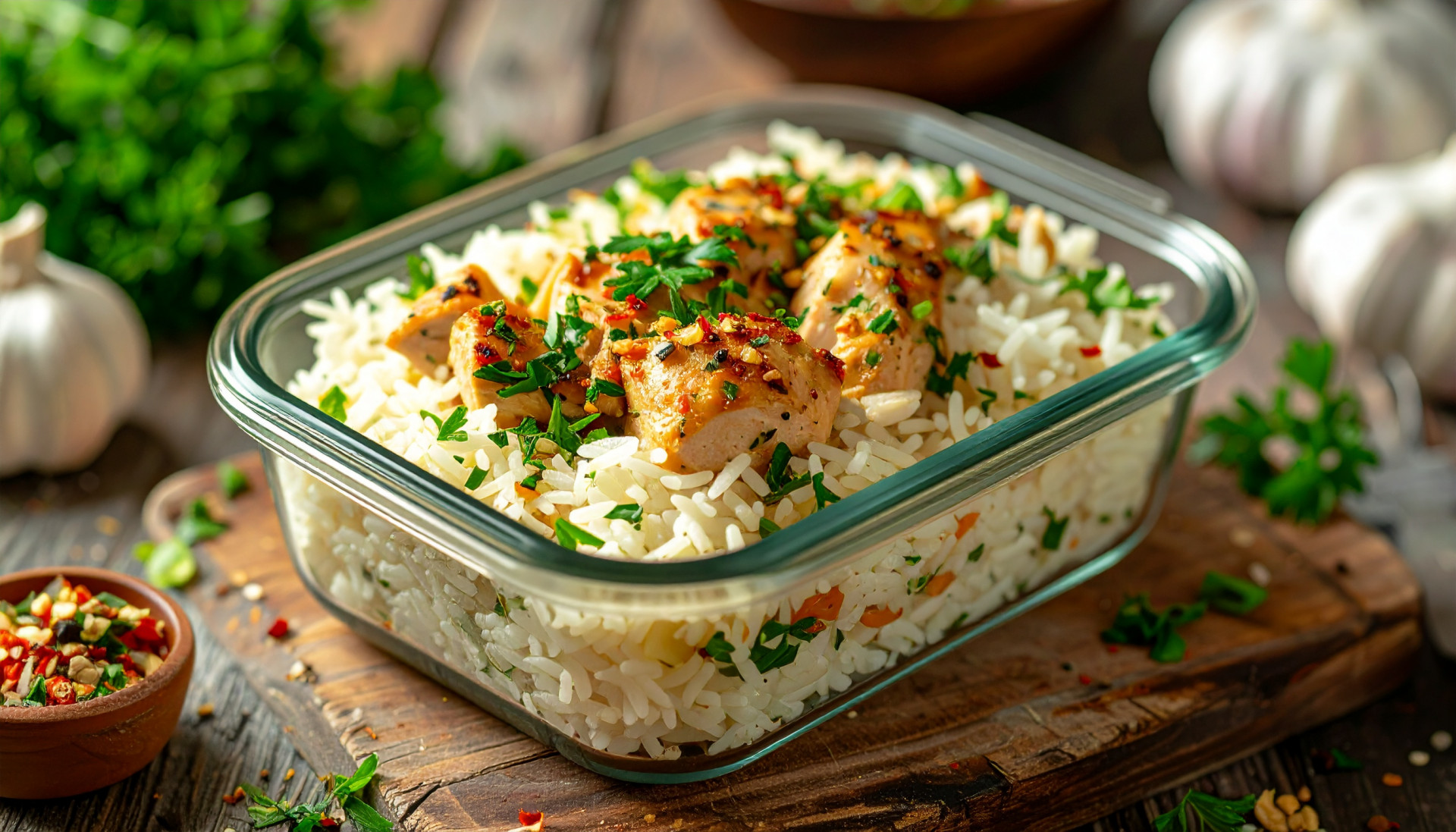 Garlic Herb Chicken Rice Bowls