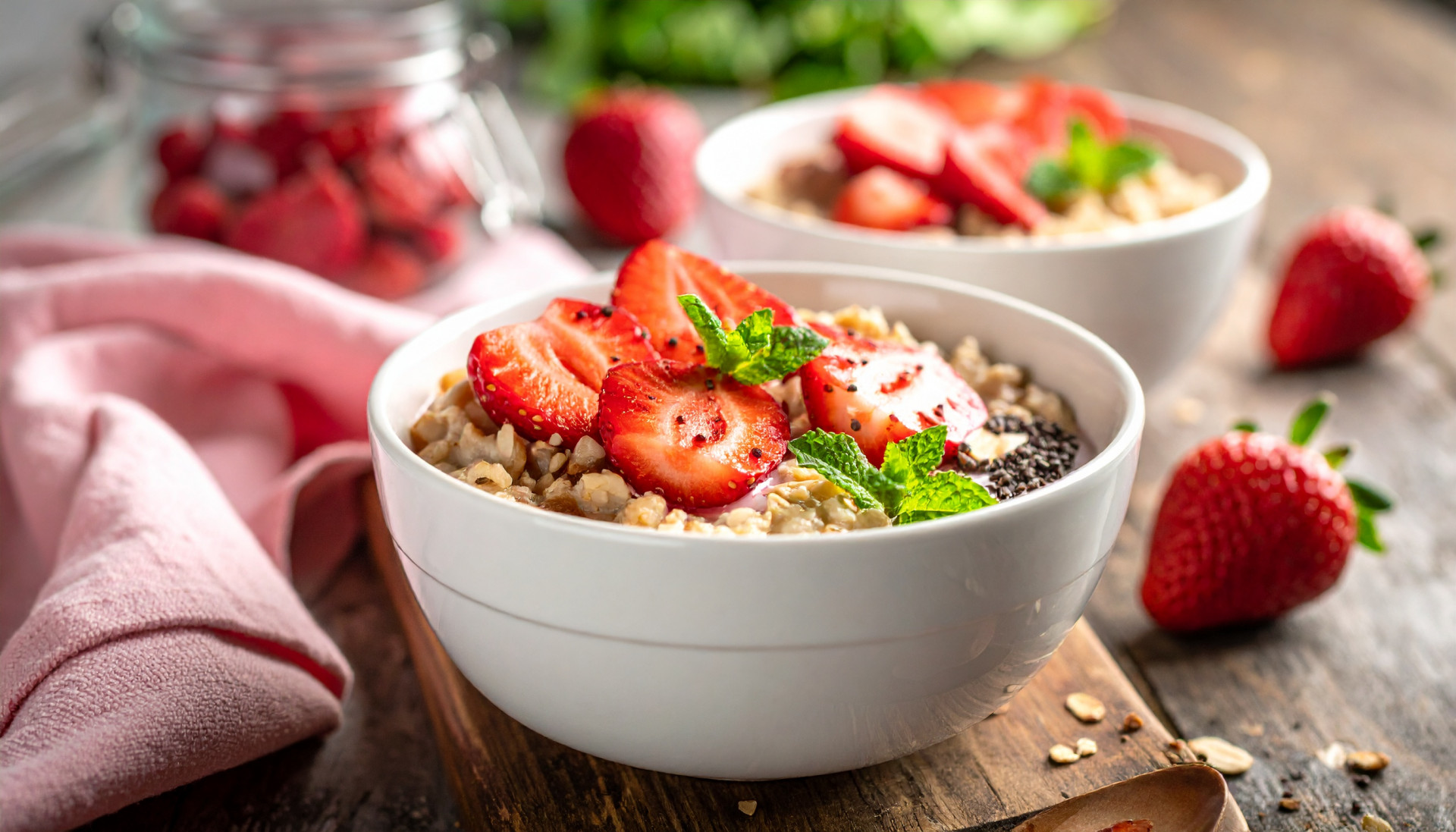 Strawberry Cheesecake Protein Overnight Oats