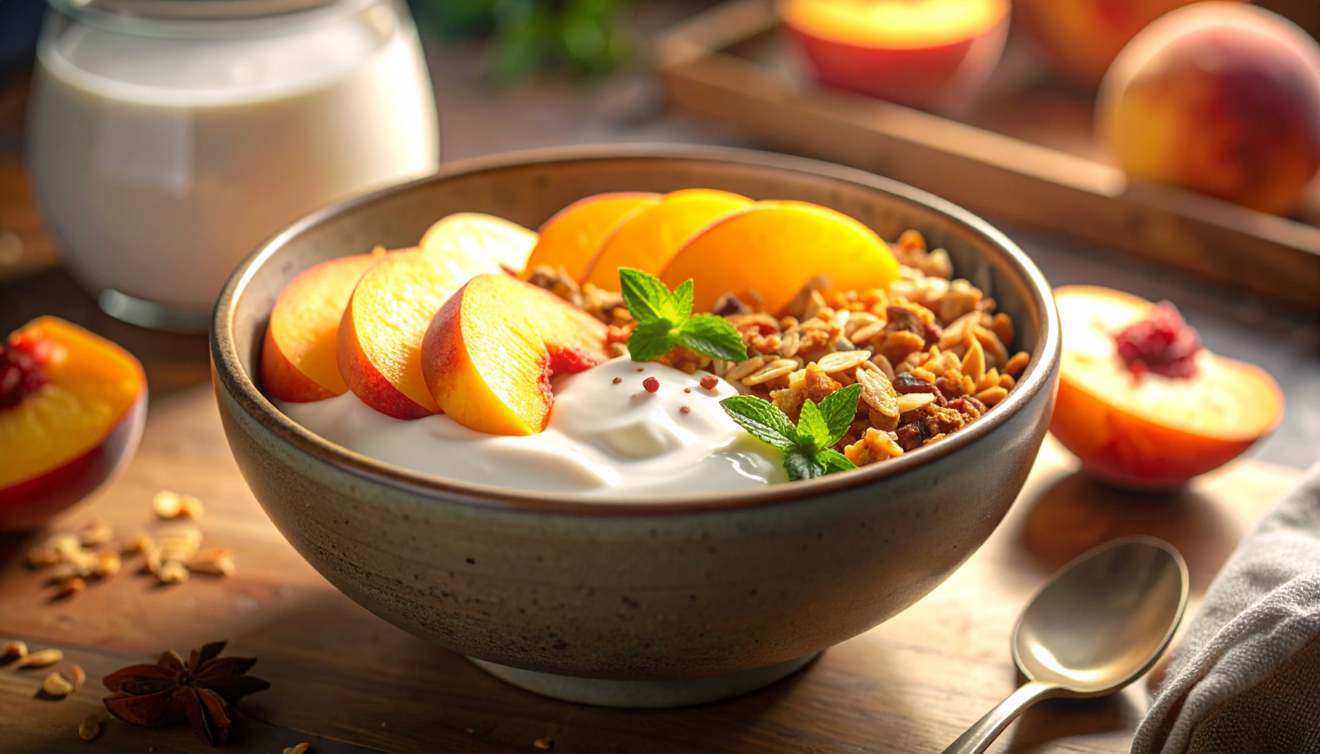 Peach Greek Yogurt Crunch Bowl