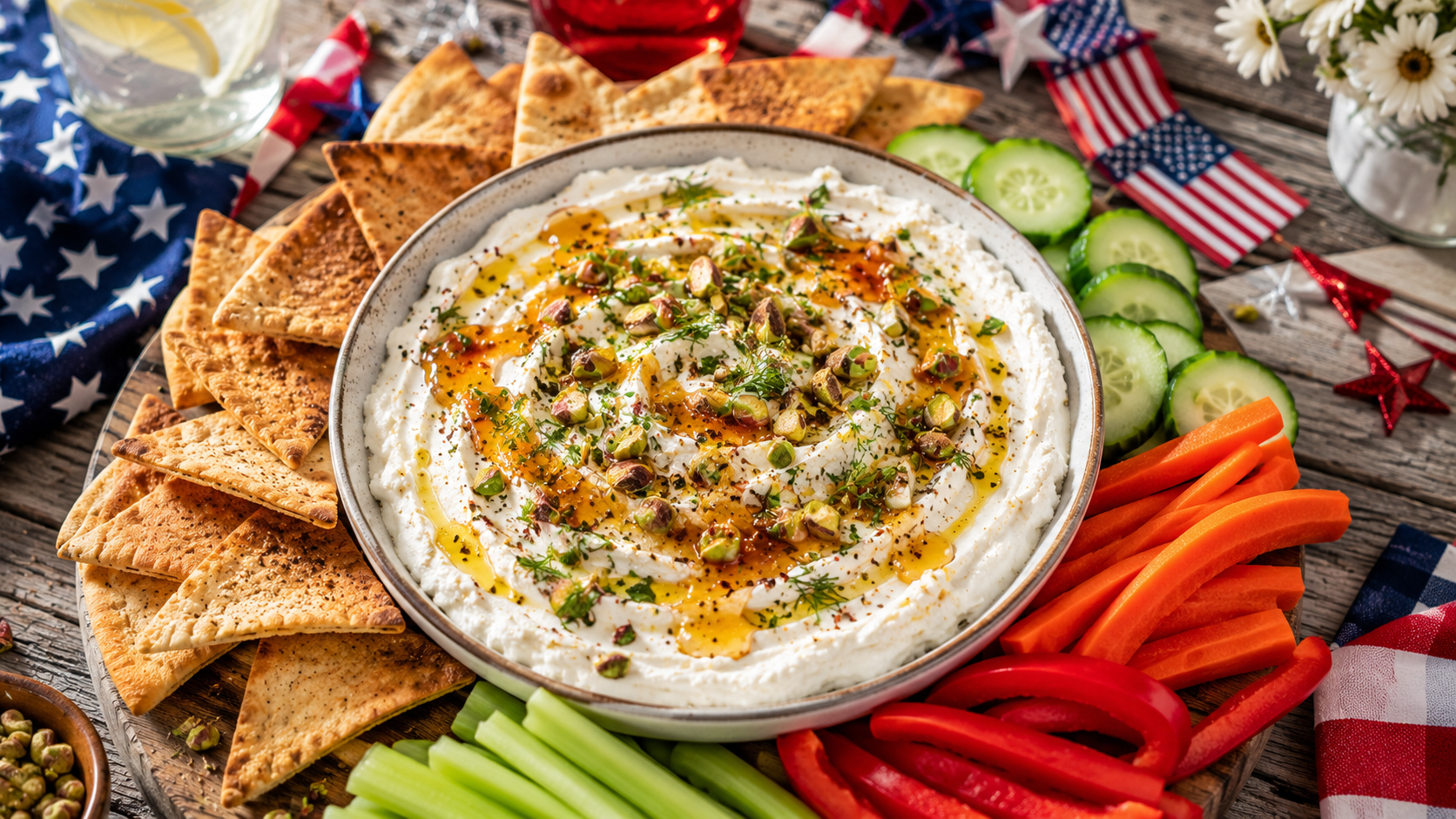 Whipped Feta Dip with Hot Honey & Pistachios