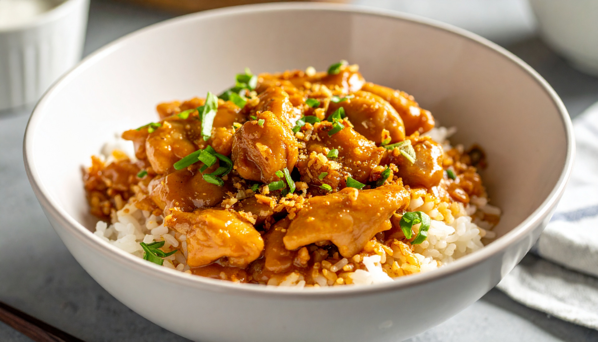 Sticky Honey-Garlic Chicken Rice Bowl