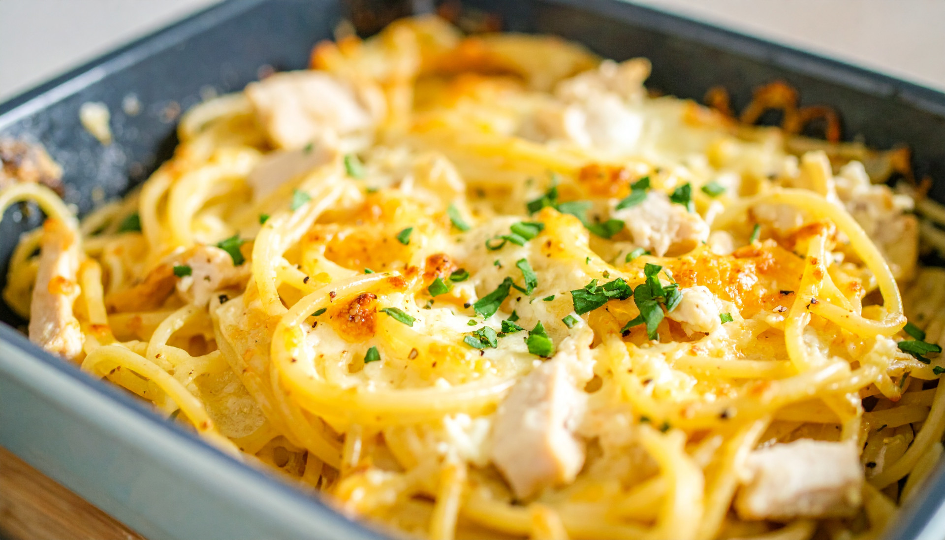 Baked Spaghetti with Chicken & Creamy Cottage Cheese