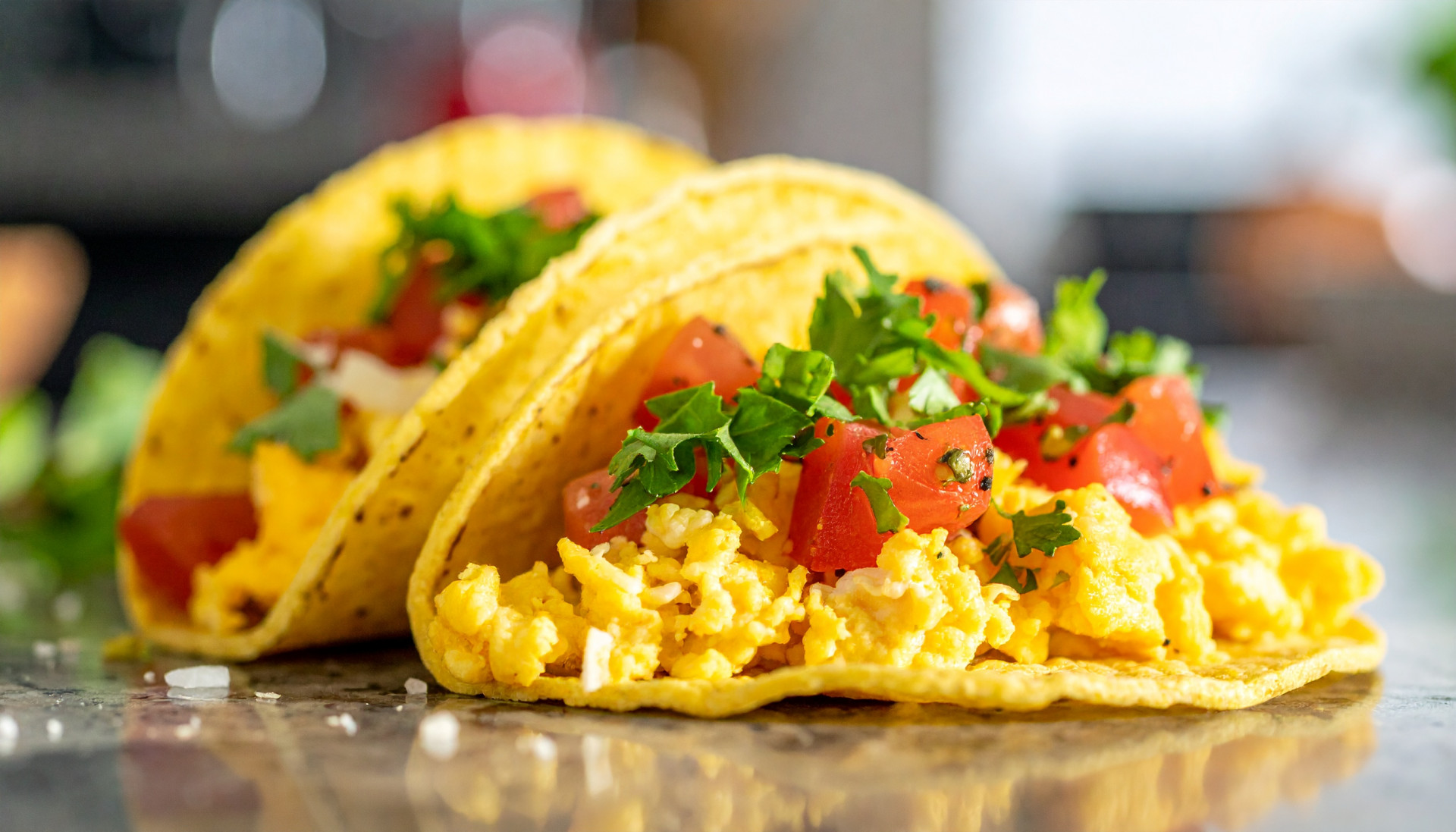 Jammy Egg & Cheddar Breakfast Tacos