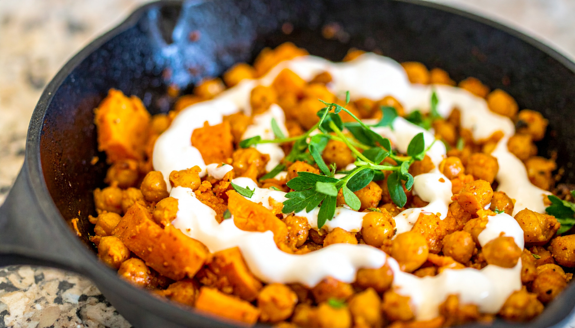 Smoky Chickpea & Sweet Potato Skillet