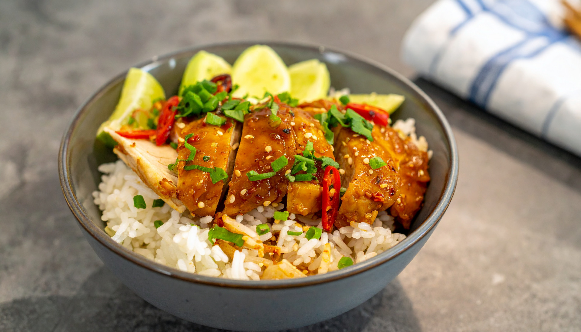 Sticky Honey-Garlic Chicken Rice Bowls