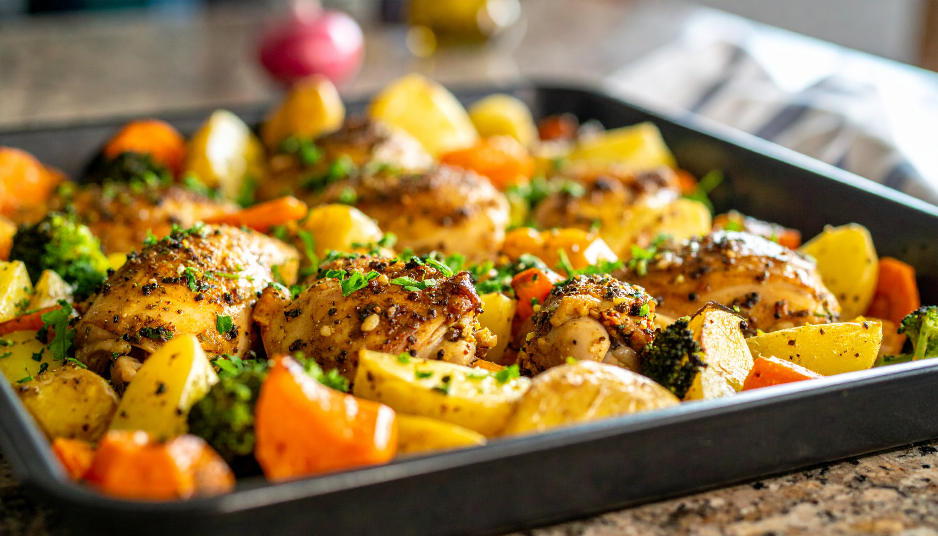 Sheet-Pan Garlic Chicken, Potatoes & Veggies