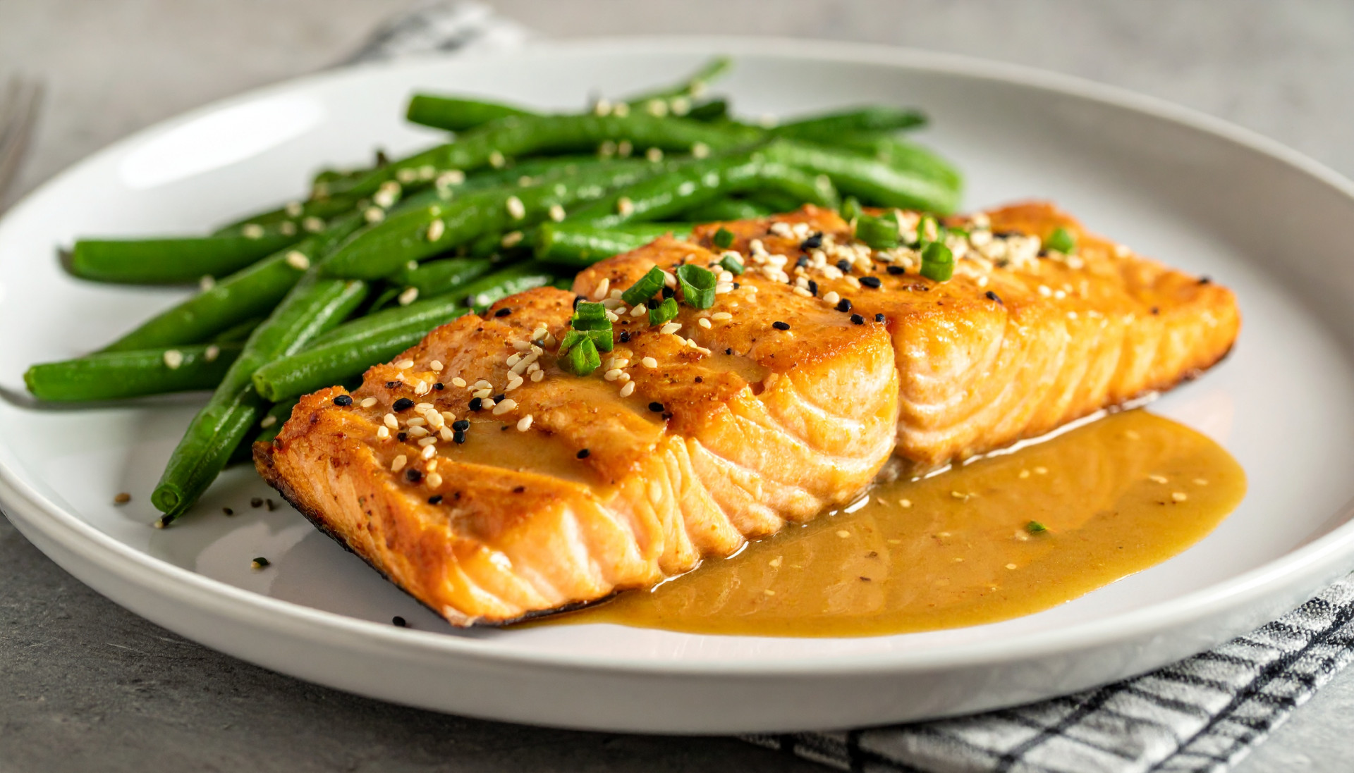 Miso Butter Salmon with Sesame Green Beans
