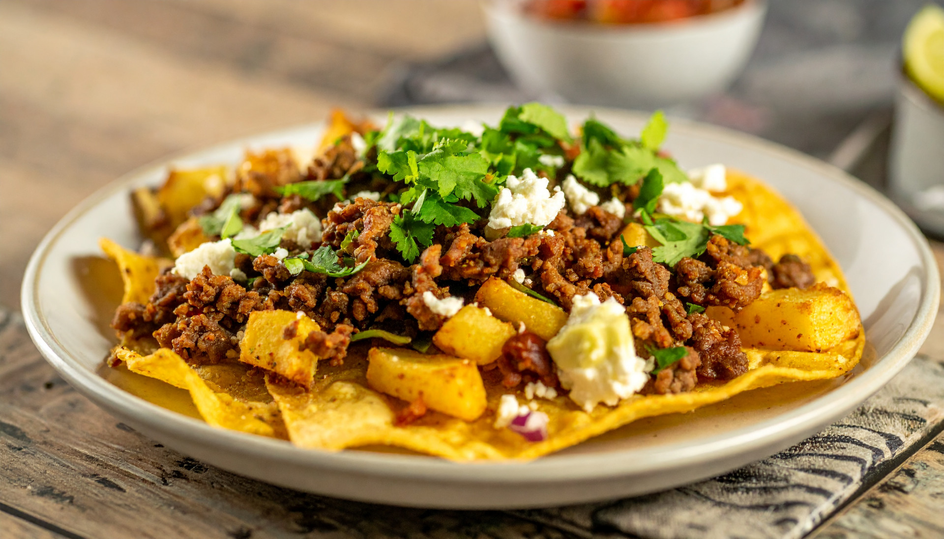 Crispy Beef & Potato Tostadas