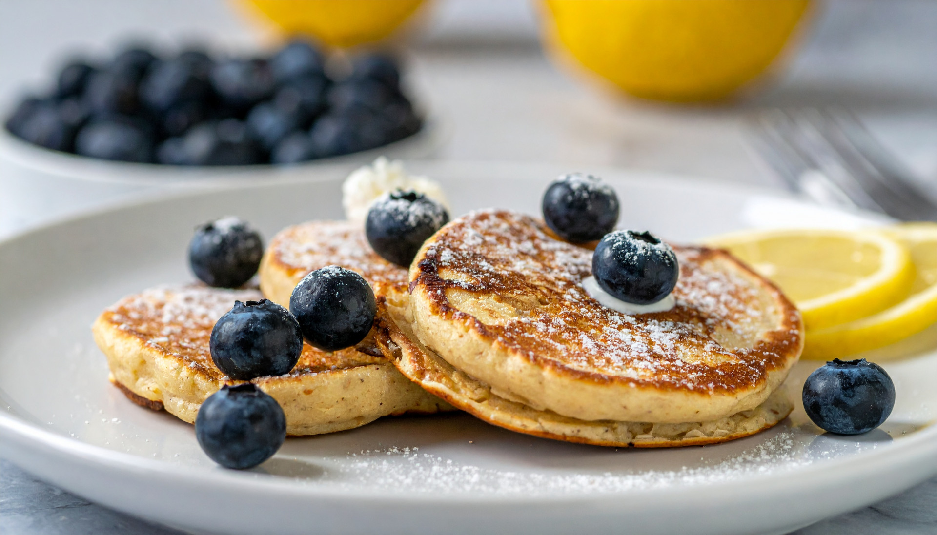 Lemon-Ricotta Blueberry Oat Pancakes