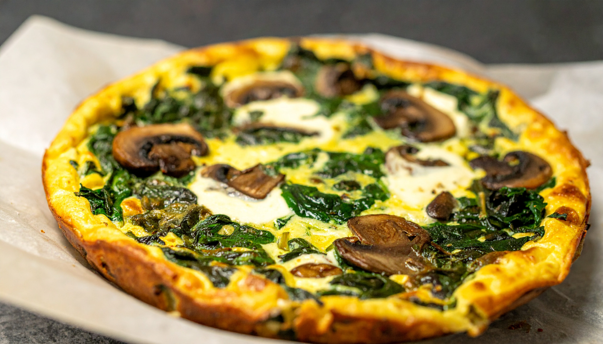 Spinach, Mushroom and Goat Cheese Frittata