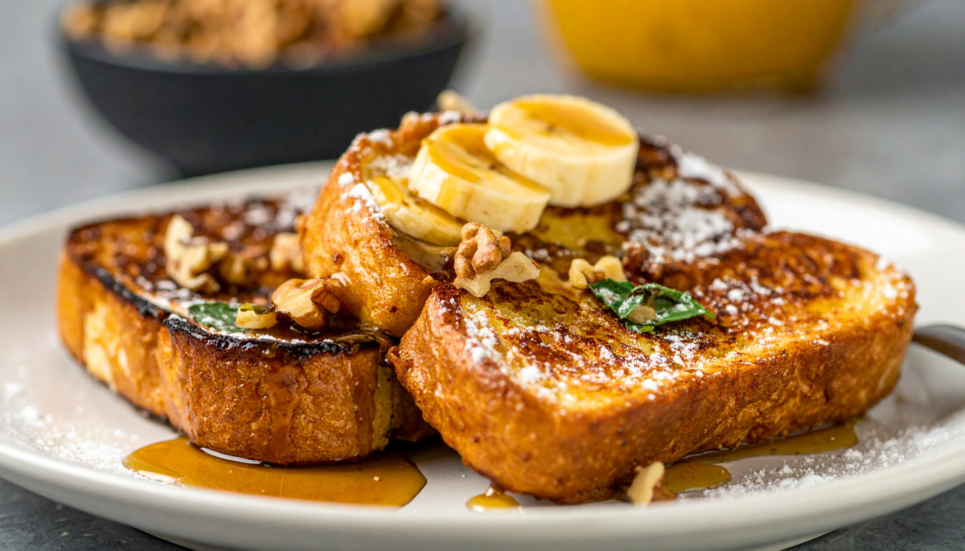 Caramelized Banana-Walnut French Toast