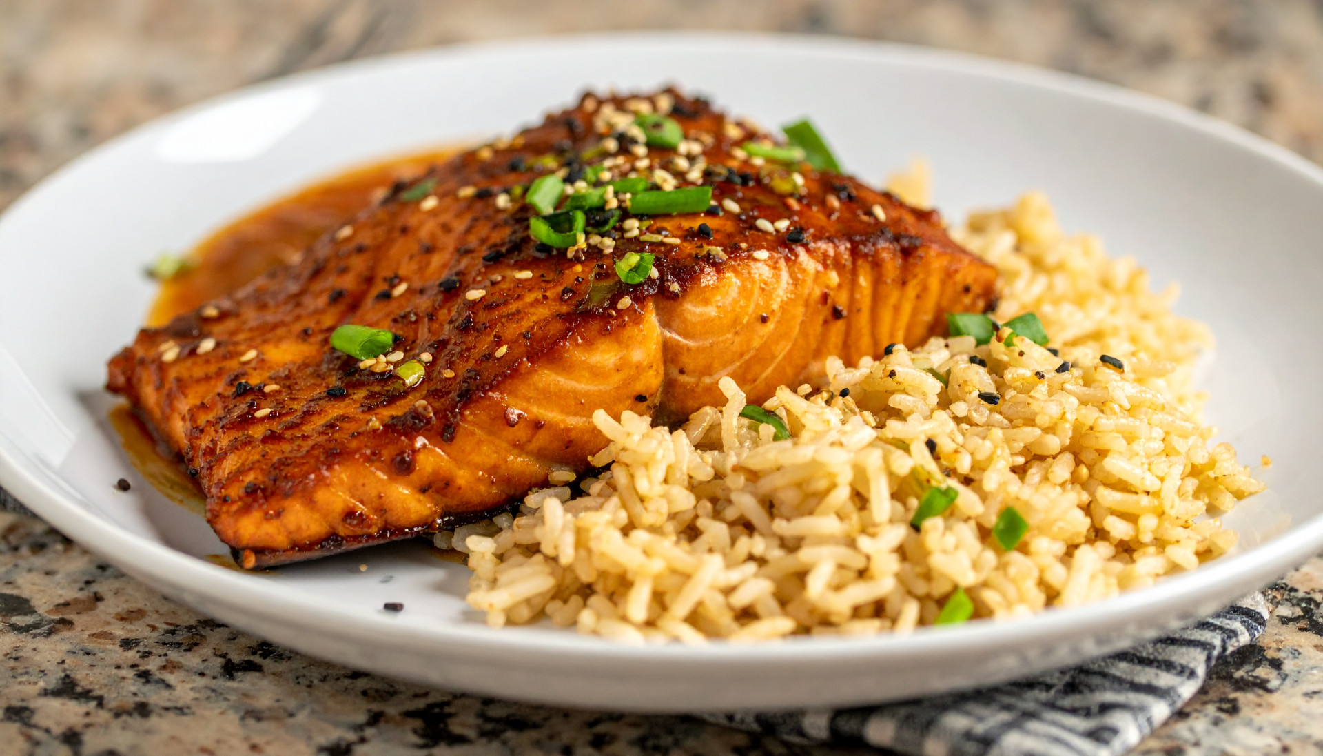 Miso-Maple Glazed Salmon with Sesame Brown Rice