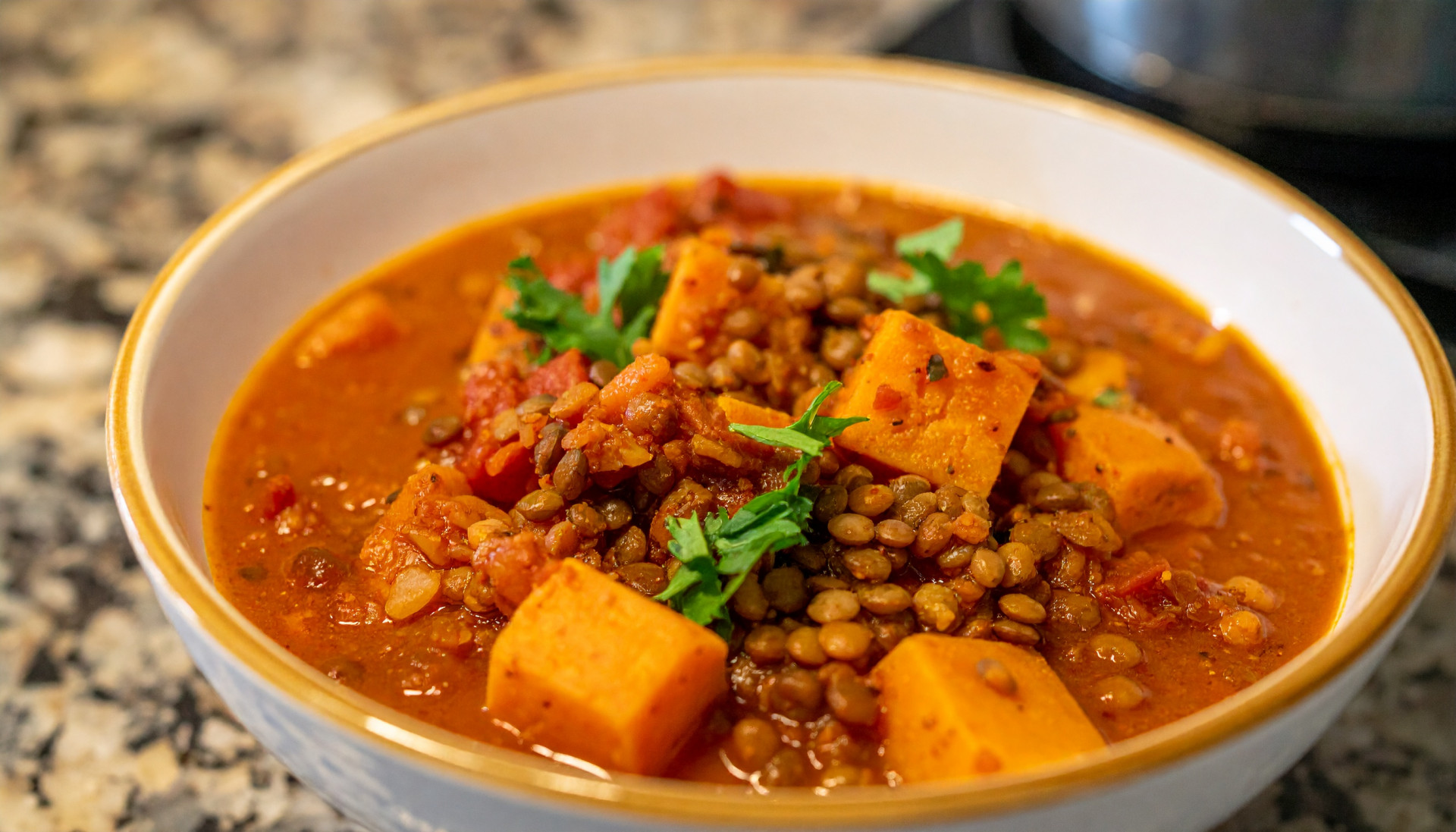 Tomato-Lentil and Sweet Potato Stew
