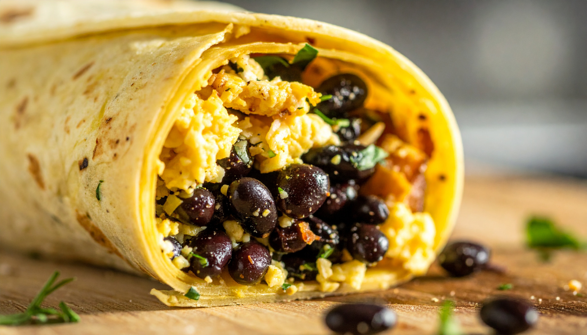 Egg and Black Bean Breakfast Burrito