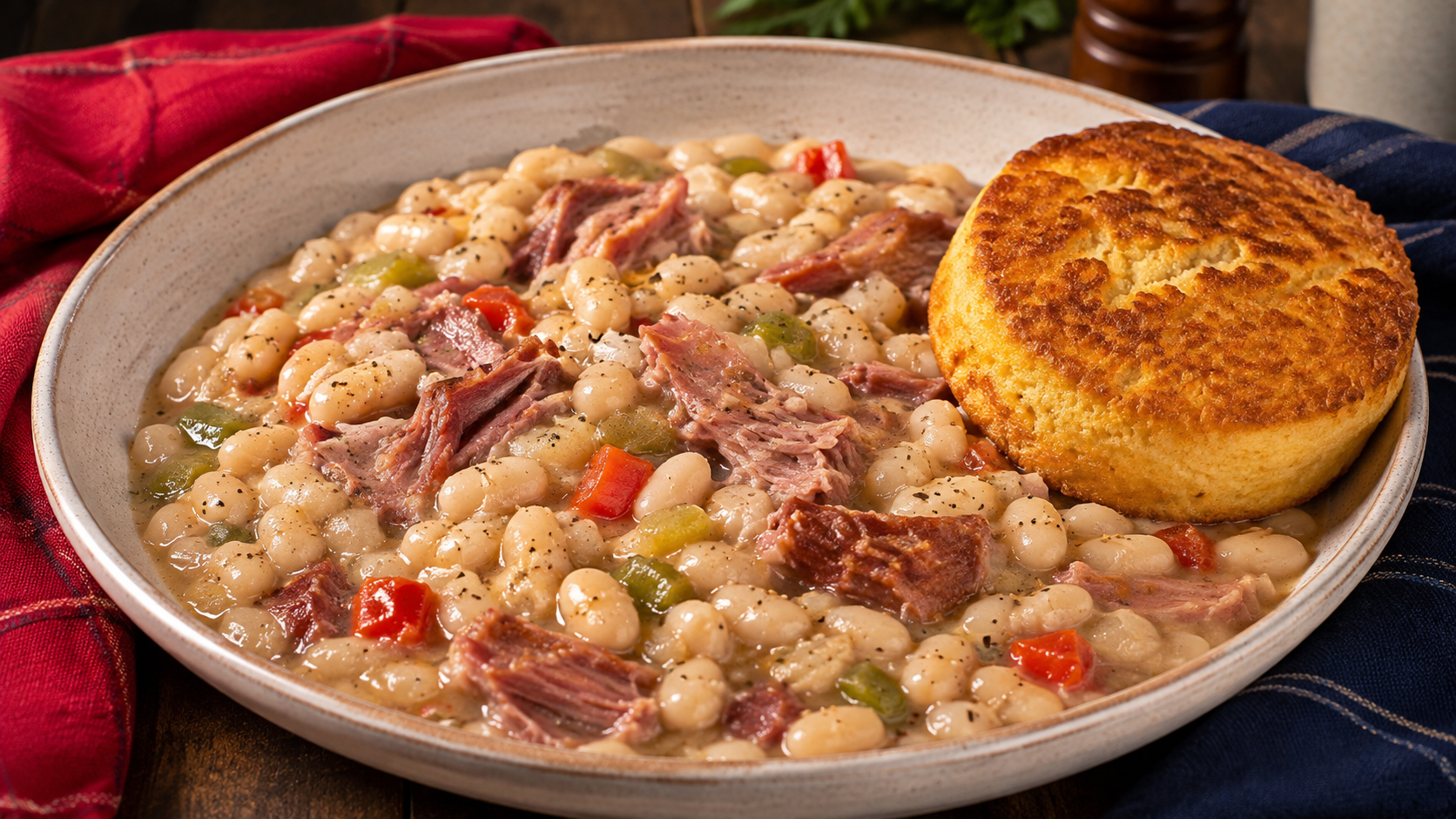 Stewed White Beans with Smoked Turkey