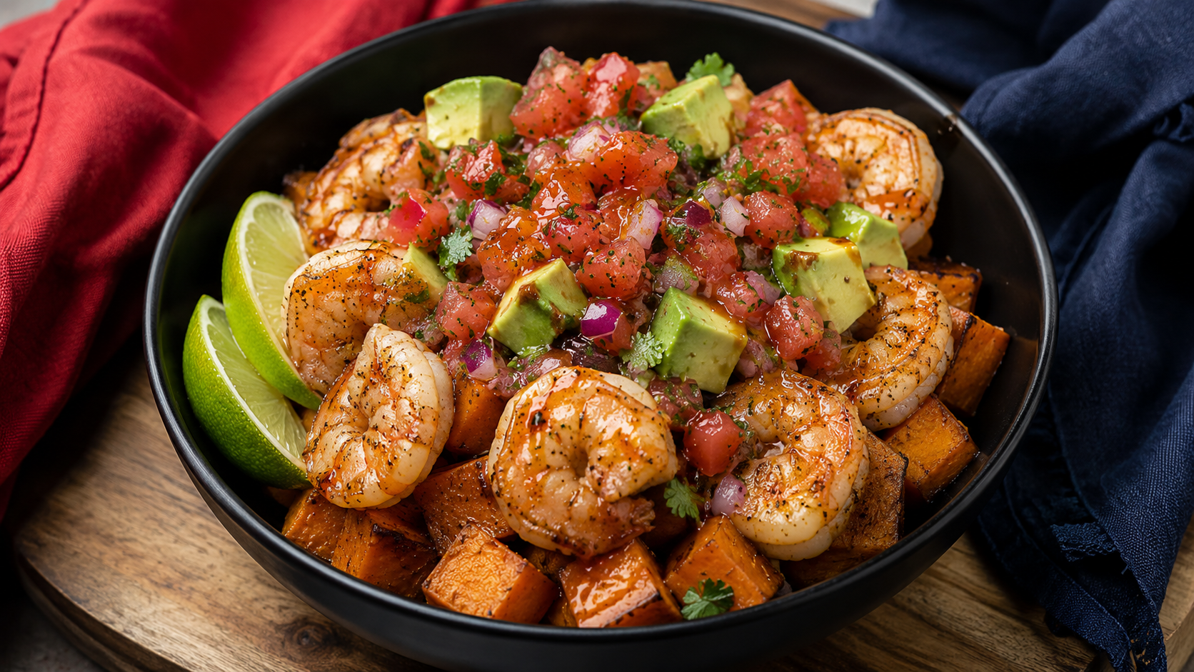 High-Protein Shrimp Sweet Potato Bowl