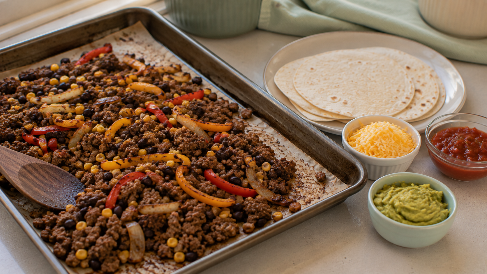 Beef Taco Black Bean Sheet Pan