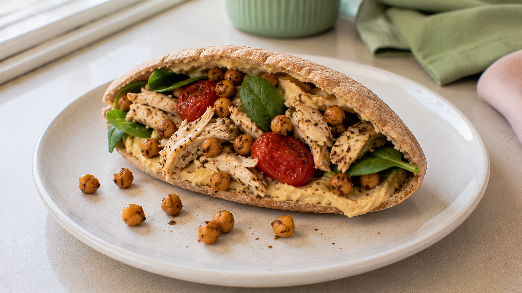 Mediterranean Chicken Hummus Pita