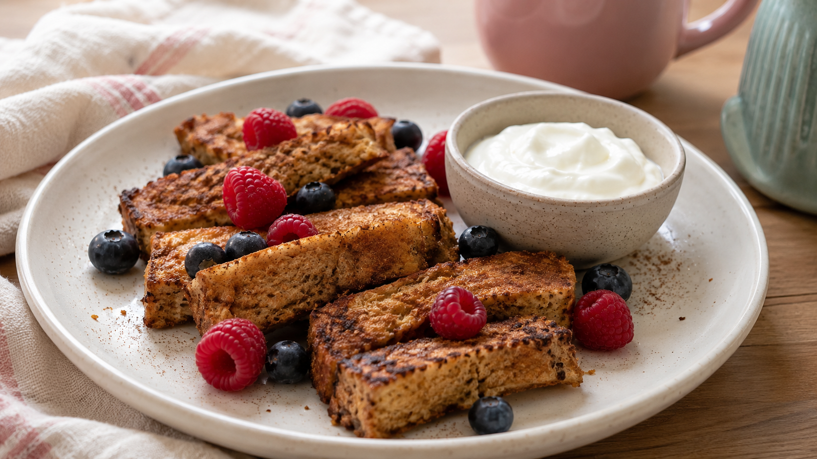 Sheet-Pan Berry French Toast Fingers with Greek Yogurt