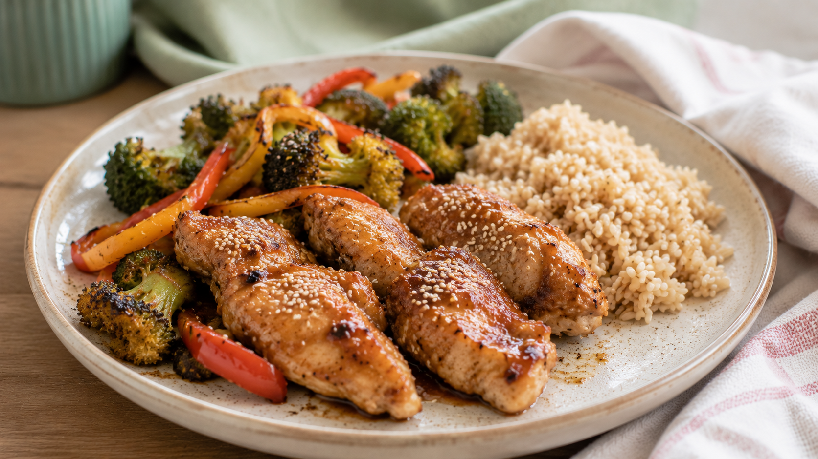 Sticky Sesame Chicken Broccoli and Peppers