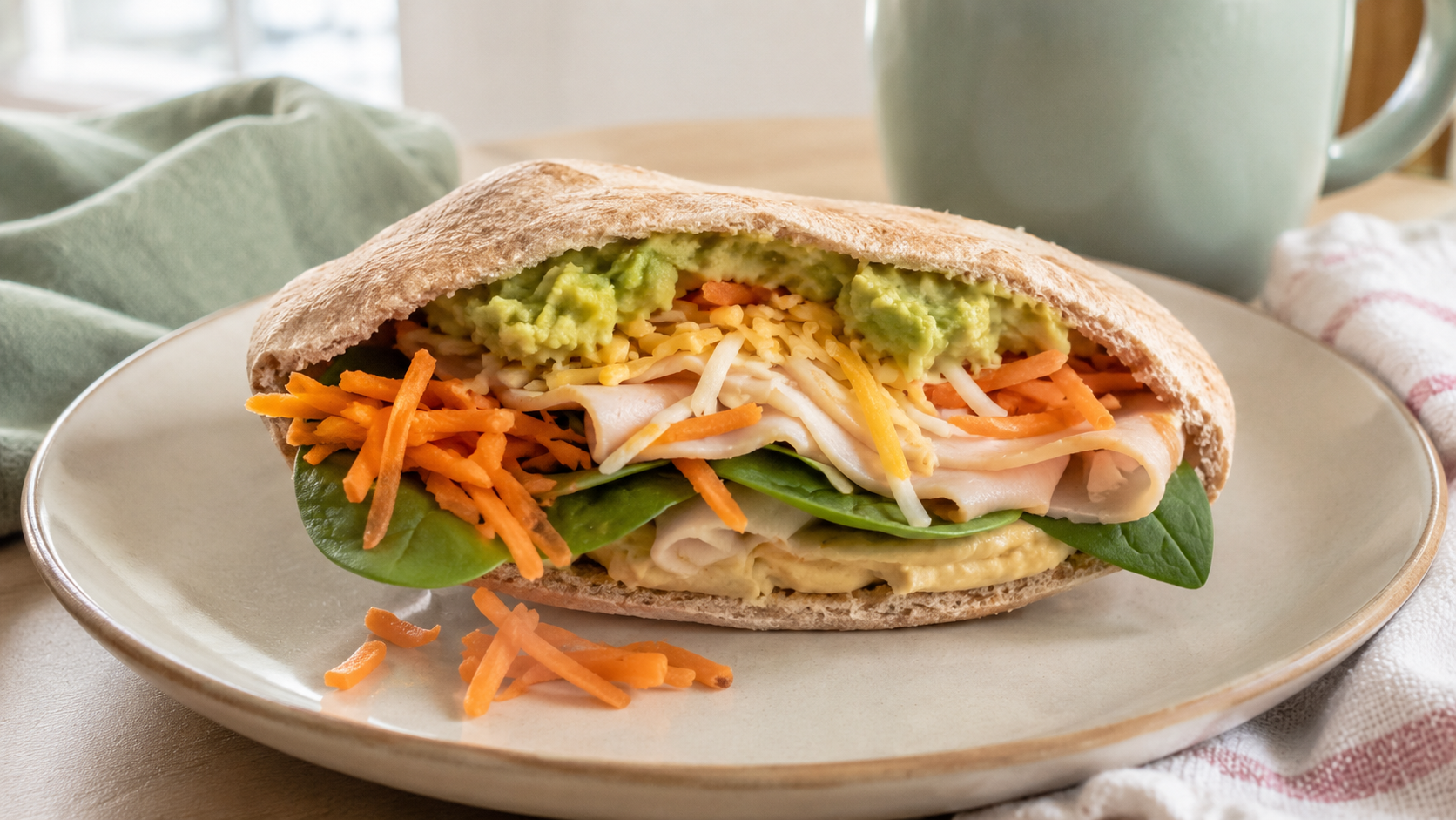 Turkey Hummus Avocado Pita