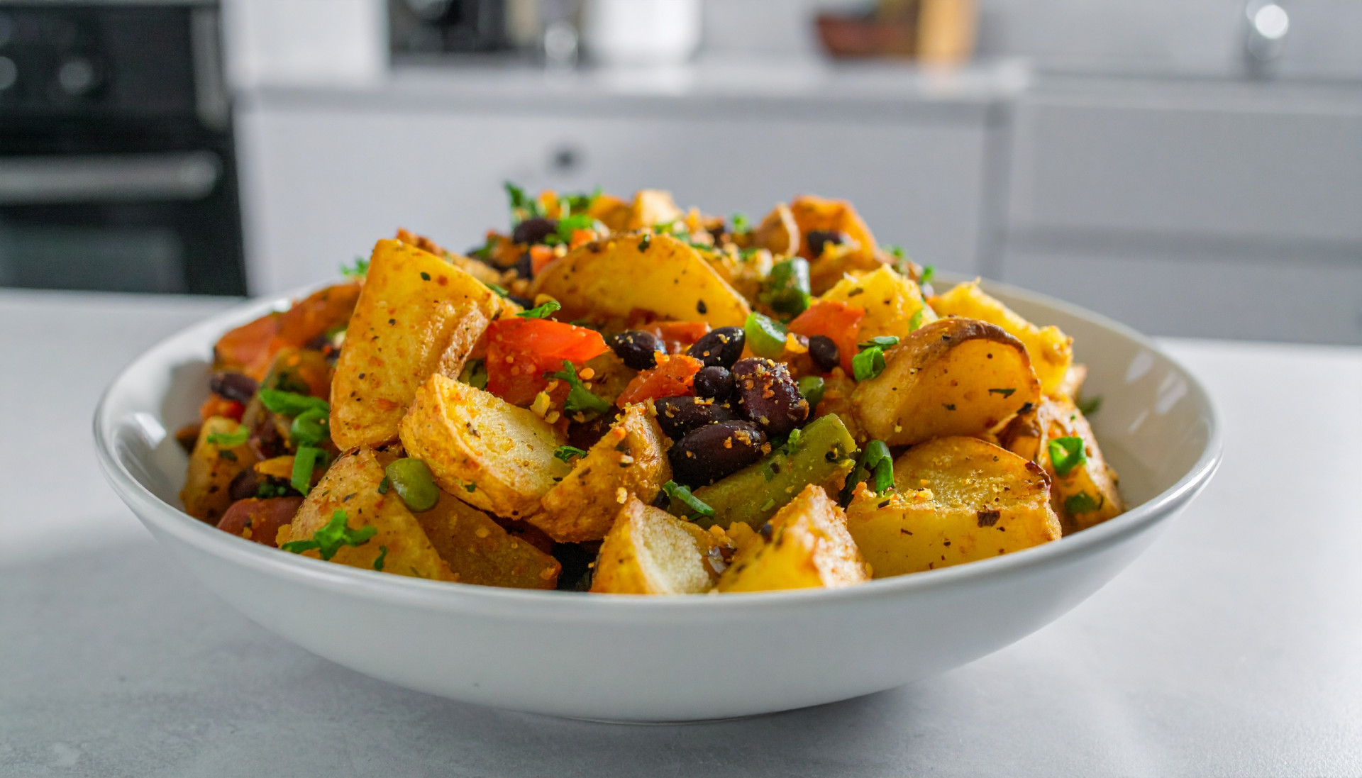 Loaded Crispy Potato & Bean Bowls