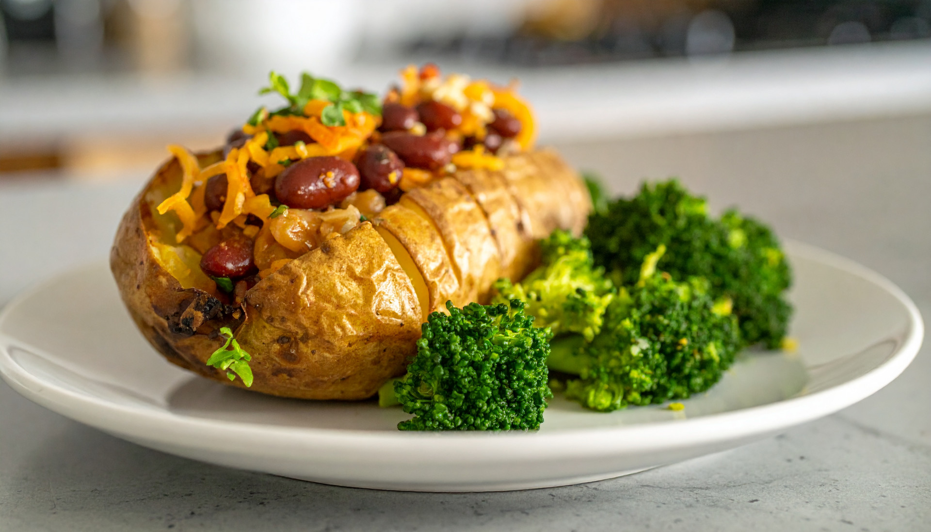 Loaded Baked Potato Bar with Smoky Beans & Broccoli