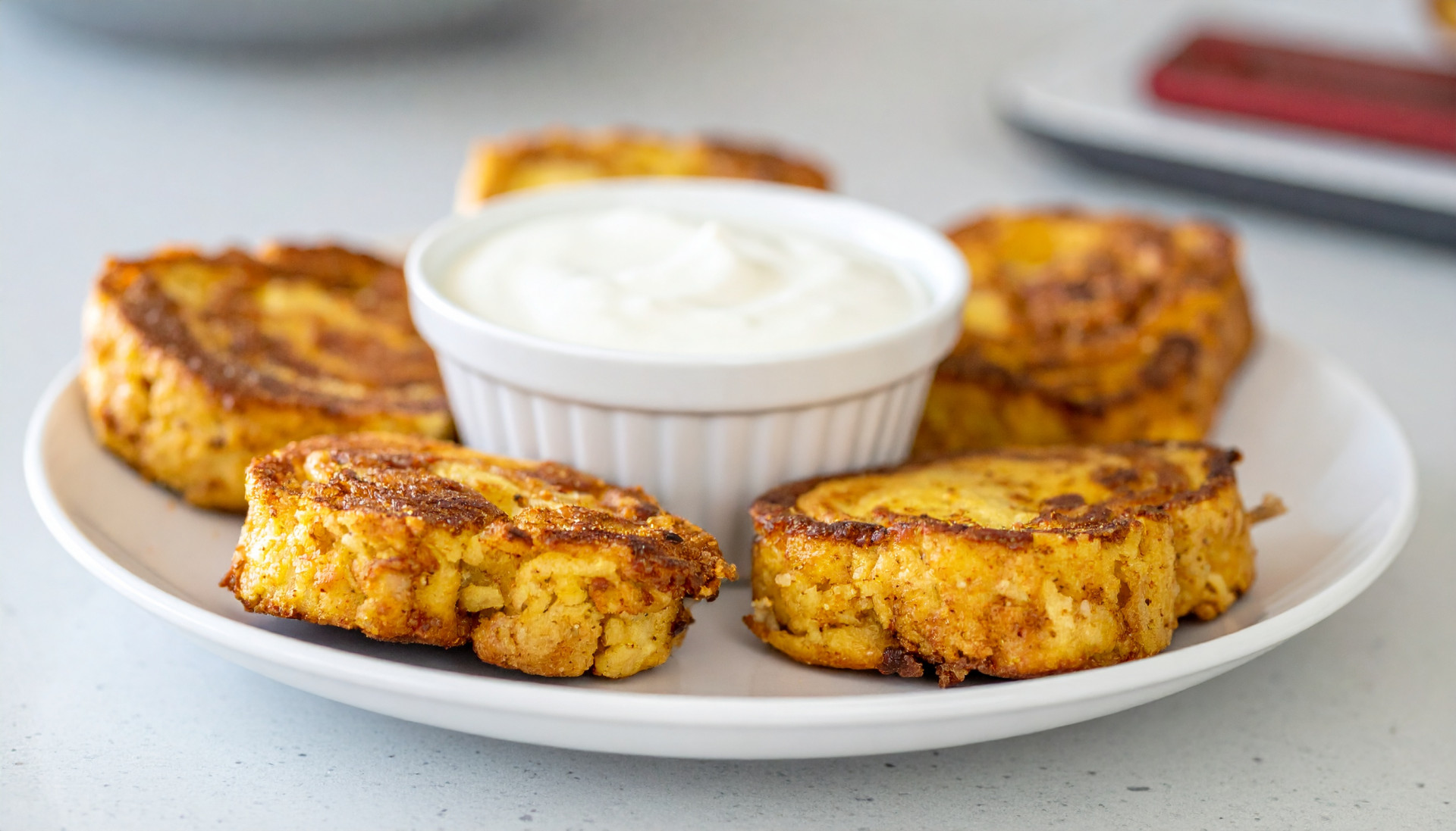 Cinnamon Roll French Toast Bites with Vanilla Yogurt Dip