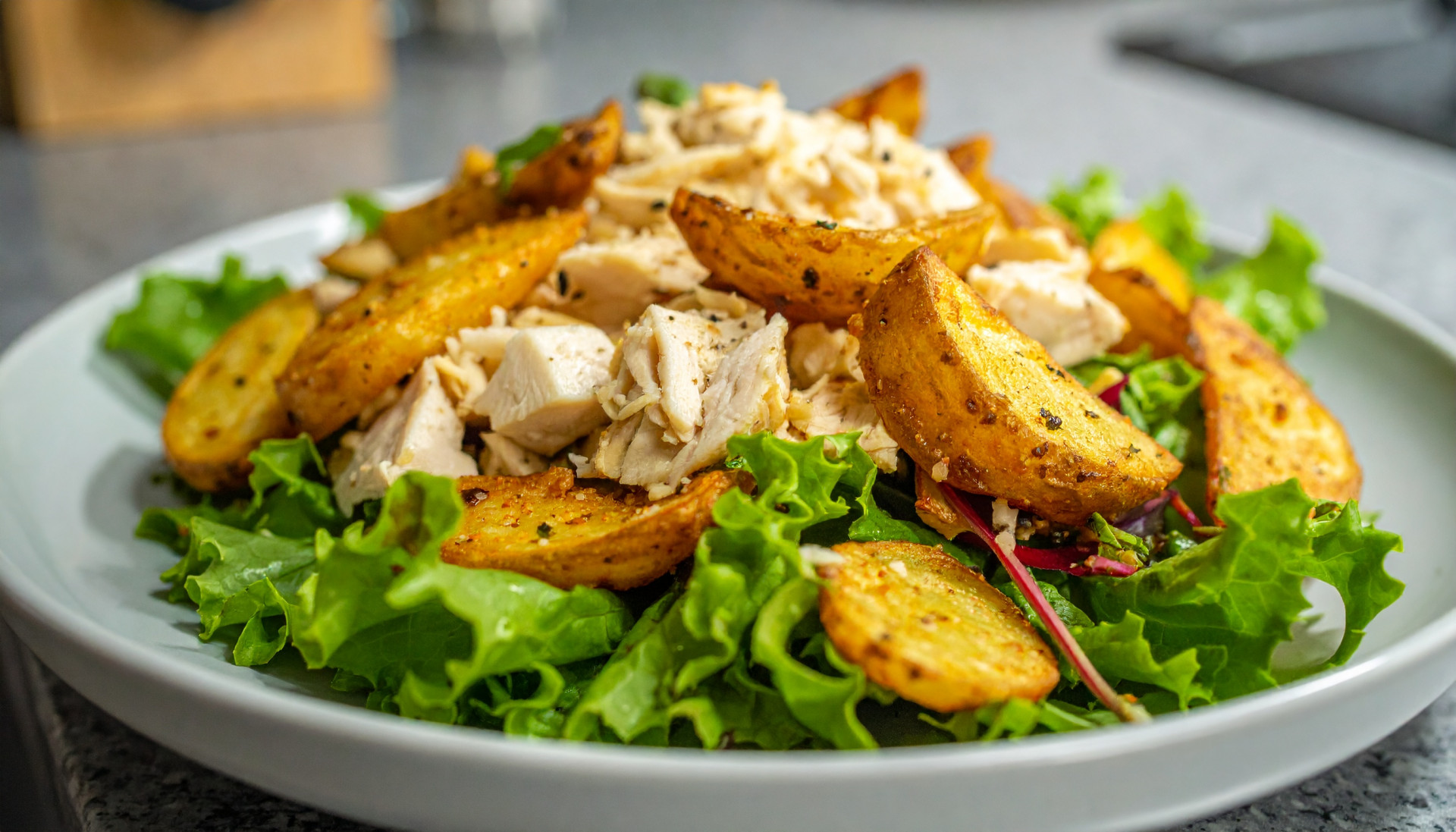 Tuscan Chicken Chopped Salad with Crispy Potatoes