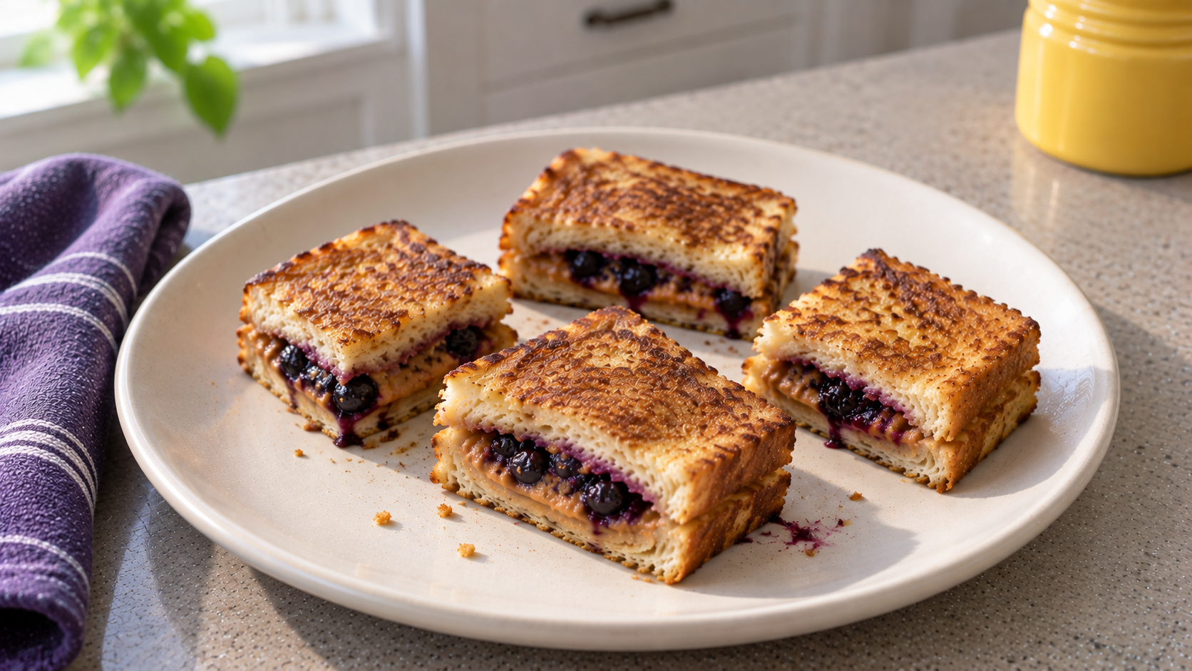 Peanut Butter & Blueberry Stuffed French Toast