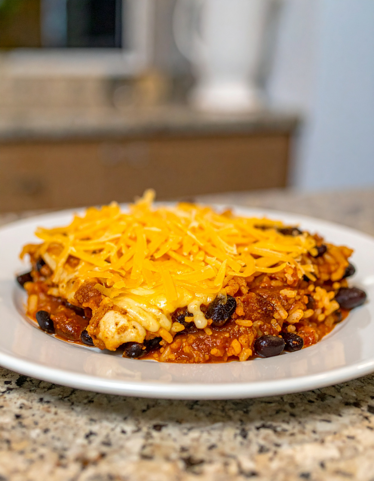 Cheesy Salsa Chicken, Rice & Black Bean Bake