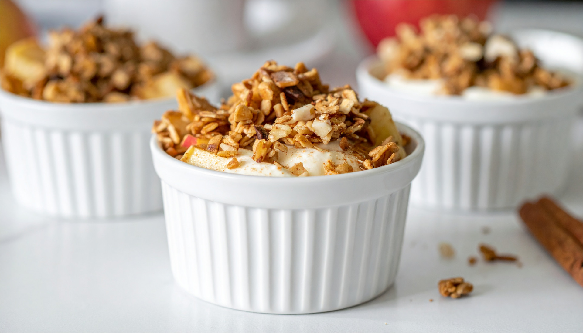 Warm Cinnamon-Apple Greek Yogurt Crunch Cups